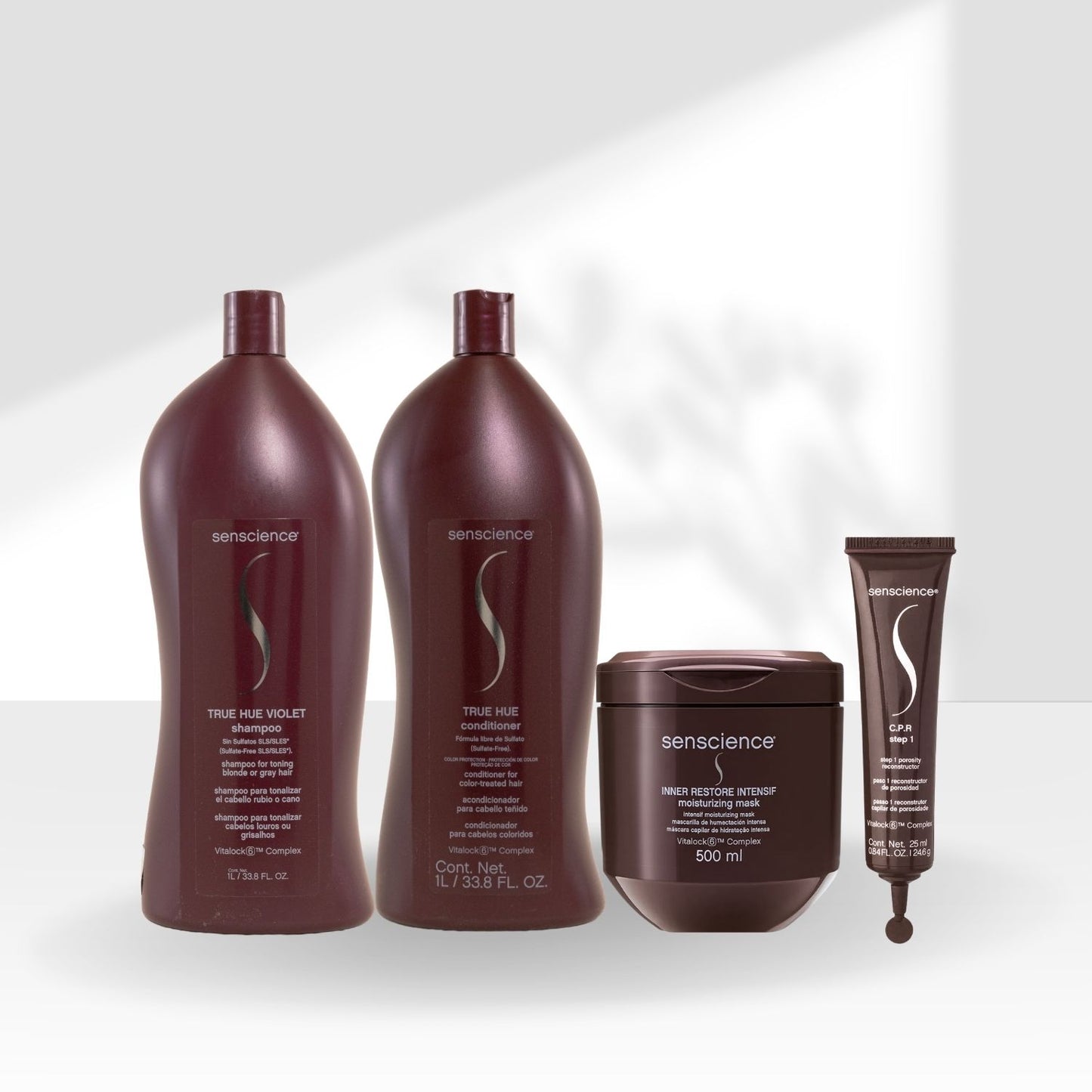 Kit Senscience True Hue Violet Shampoo + Condicionador 1 Litro + Inner Restore Intensif 500 ml + C.P.R 25 ml