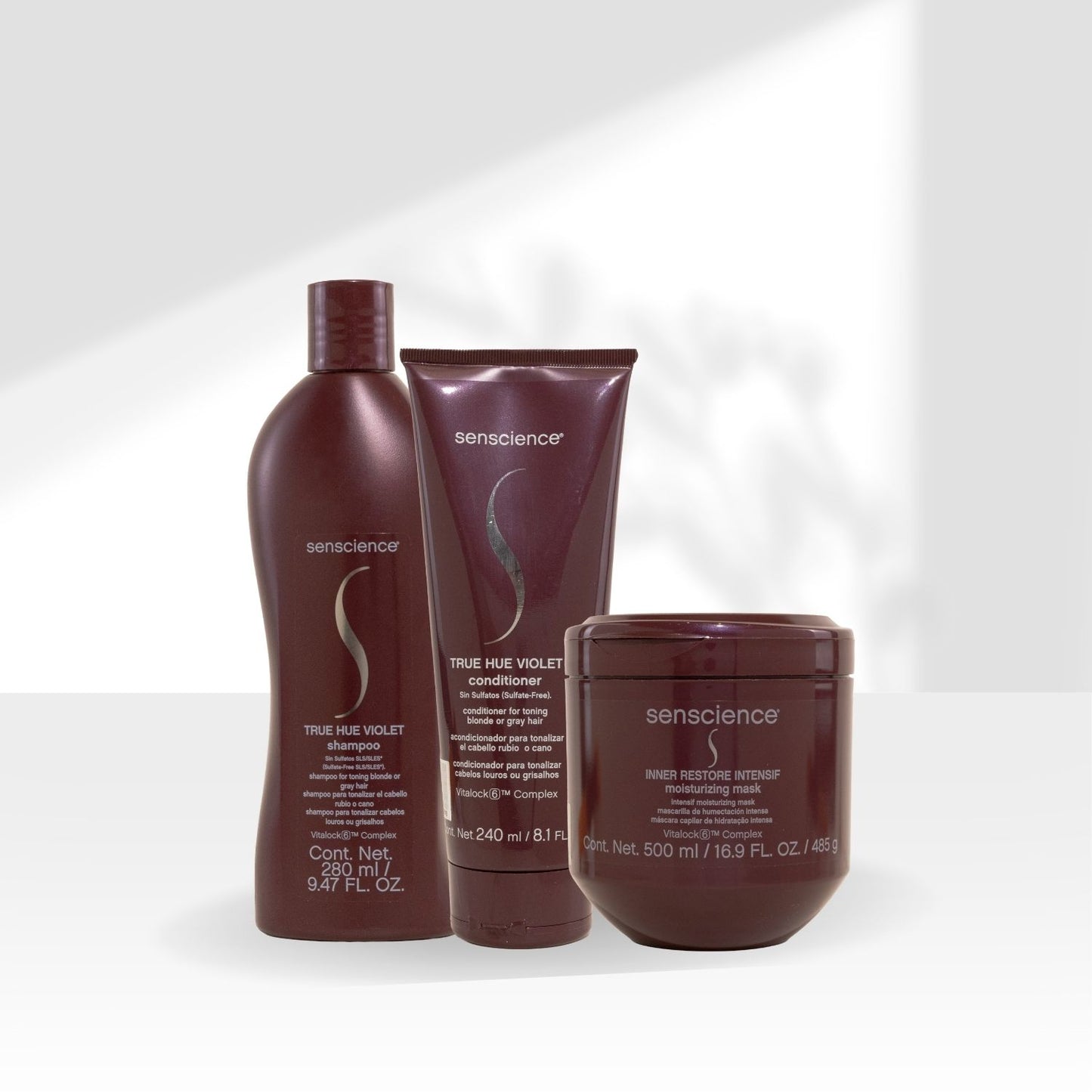 Kit Senscience True Hue Violet Shampoo 280 ml + Condicionador 240 ml + Inner Restore Intensif 500 ml