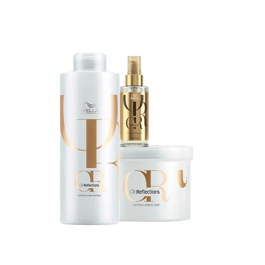 Kit Wella Oil Reflections Shampoo 1 Litro + Máscara 500 g + Oleo Reflections 100 ml