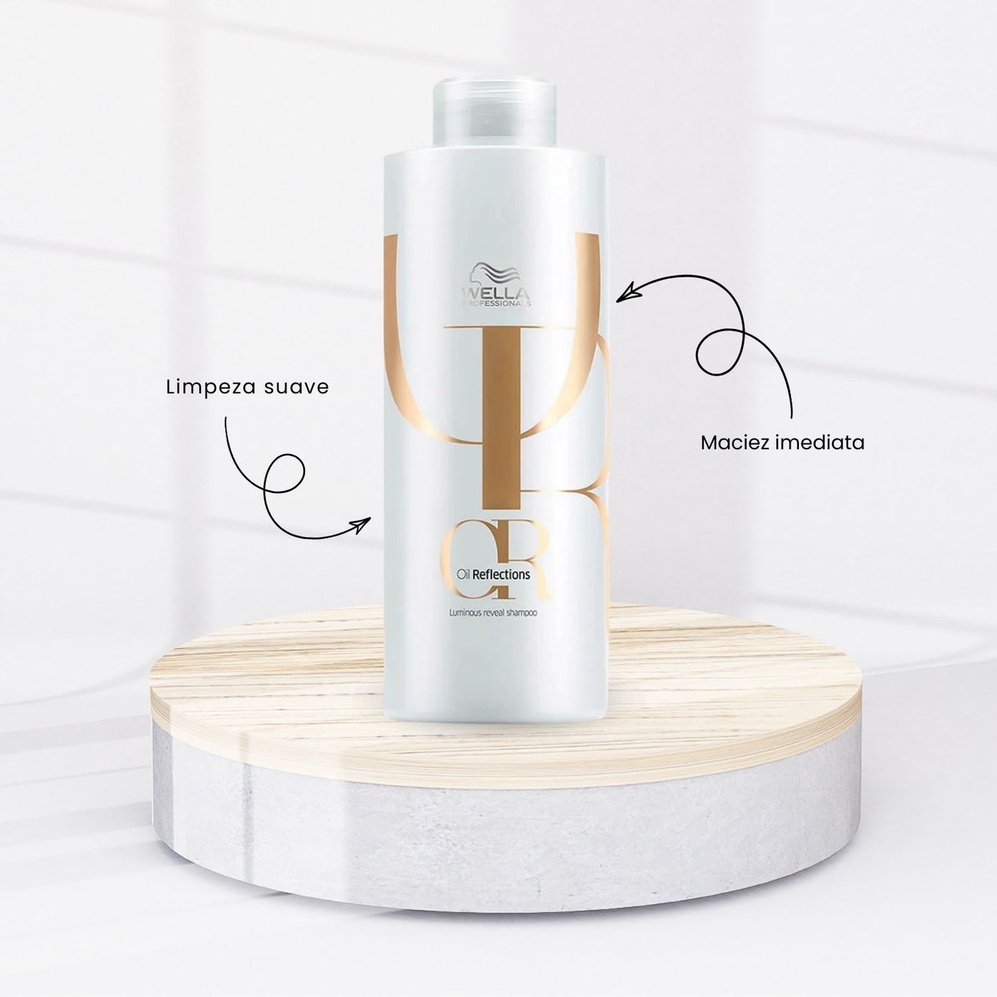 Kit Wella Oil Reflections Shampoo 1 Litro + Máscara 500 ml + 3 Ampolas 6 ml