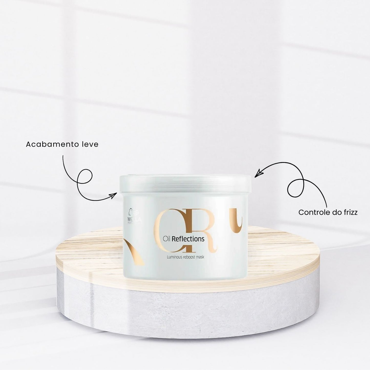 Kit Wella Oil Reflections Shampoo 1 Litro + Máscara 500 ml + 3 Ampolas 6 ml