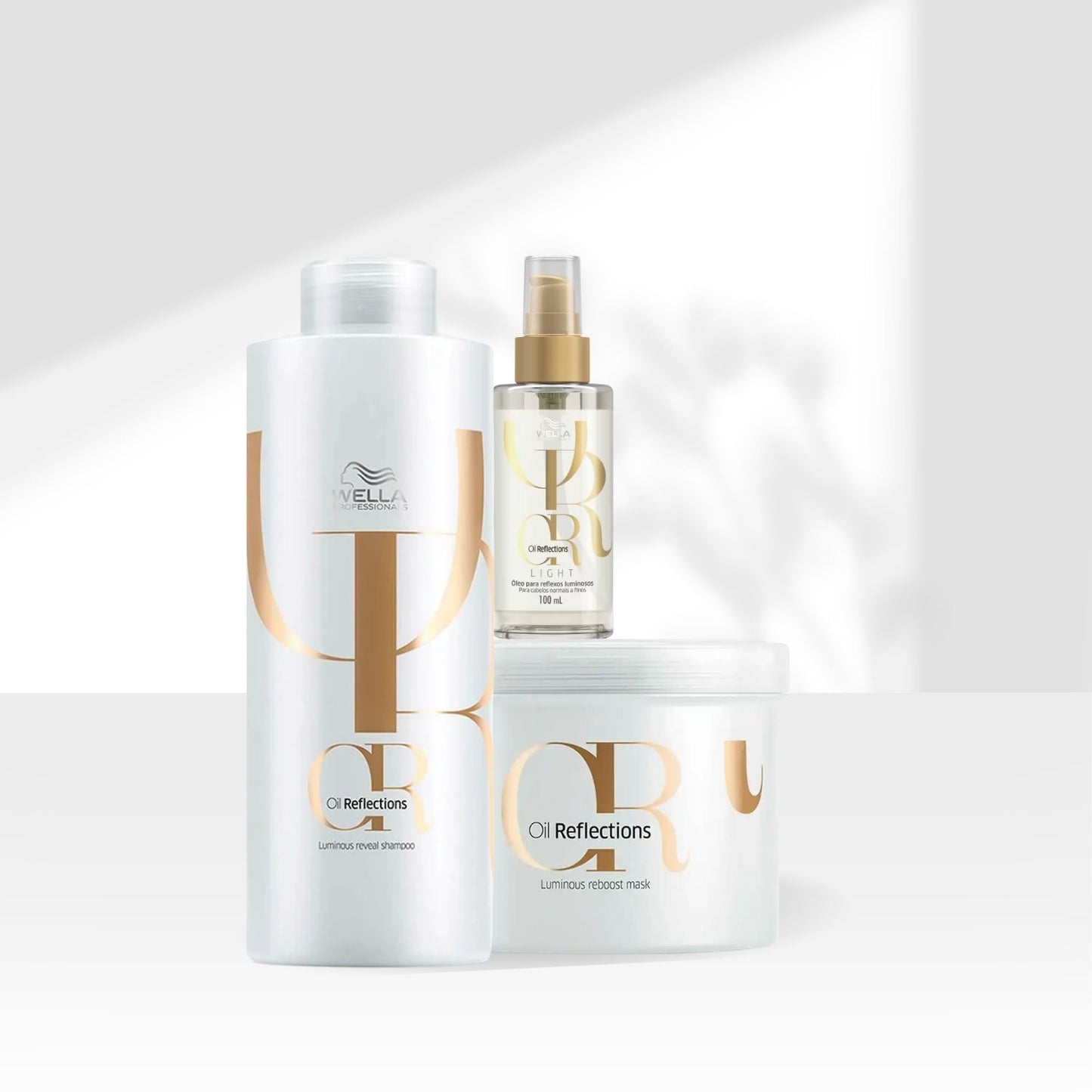Kit Wella Oil Reflections Shampoo 1 Litro + Máscara 500 ml + Oleo Light 100 ml