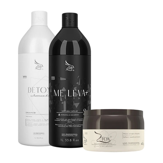 Kit Zap Me Leva+ Shampoo e Máscara (2 x 1 Litro) e Ztox 400g
