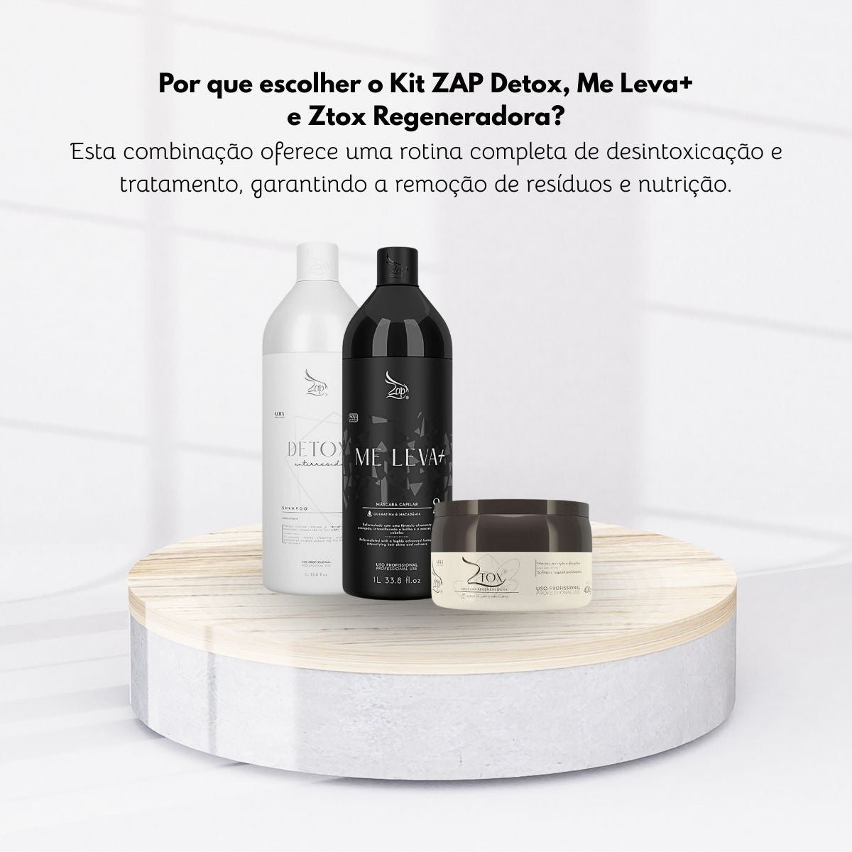 Kit Zap Me Leva+ Shampoo e Máscara (2 x 1 Litro) e Ztox 400 g