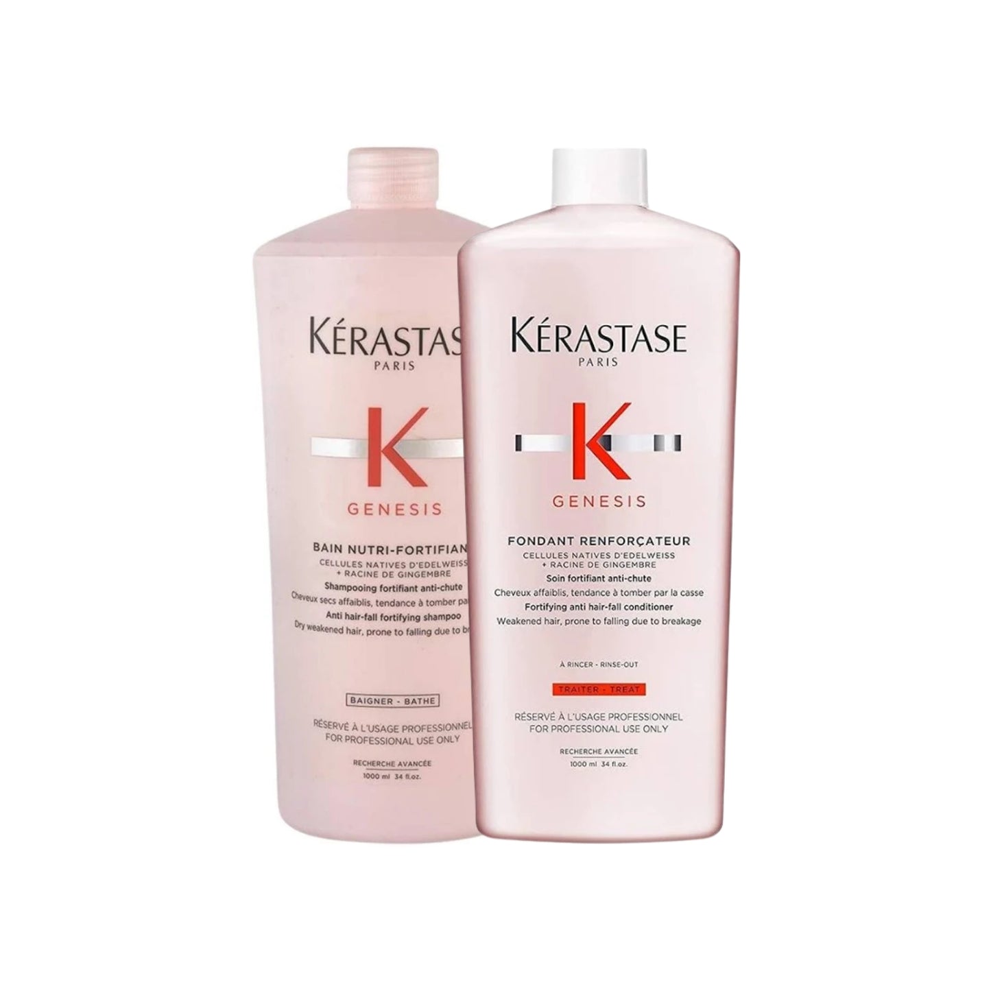 Kit Kérastase Genesis Hydra Fortifiant Shampoo 1 Litro + Condicionador Renforcateur 1 Litro
