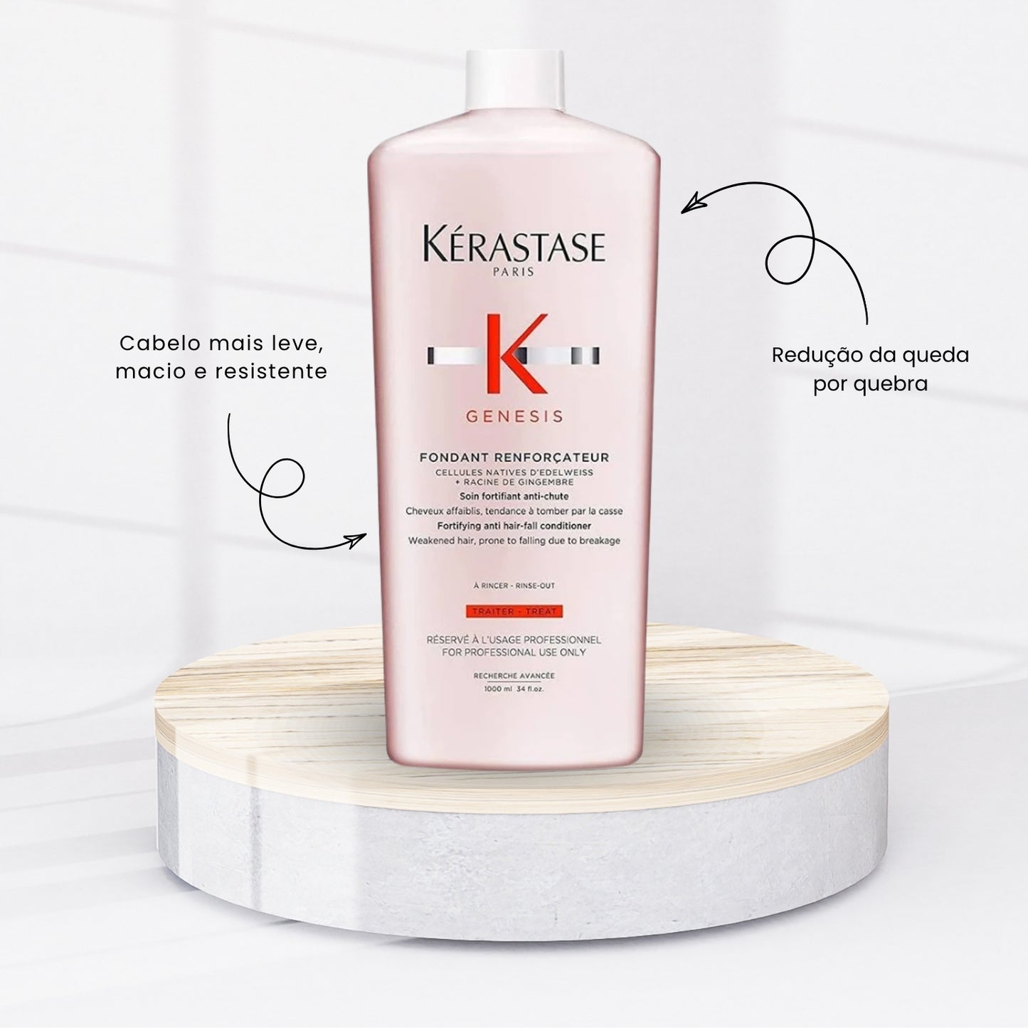 Kit Kérastase Genesis Hydra Fortifiant Shampoo 1 Litro + Condicionador Renforcateur 1 Litro