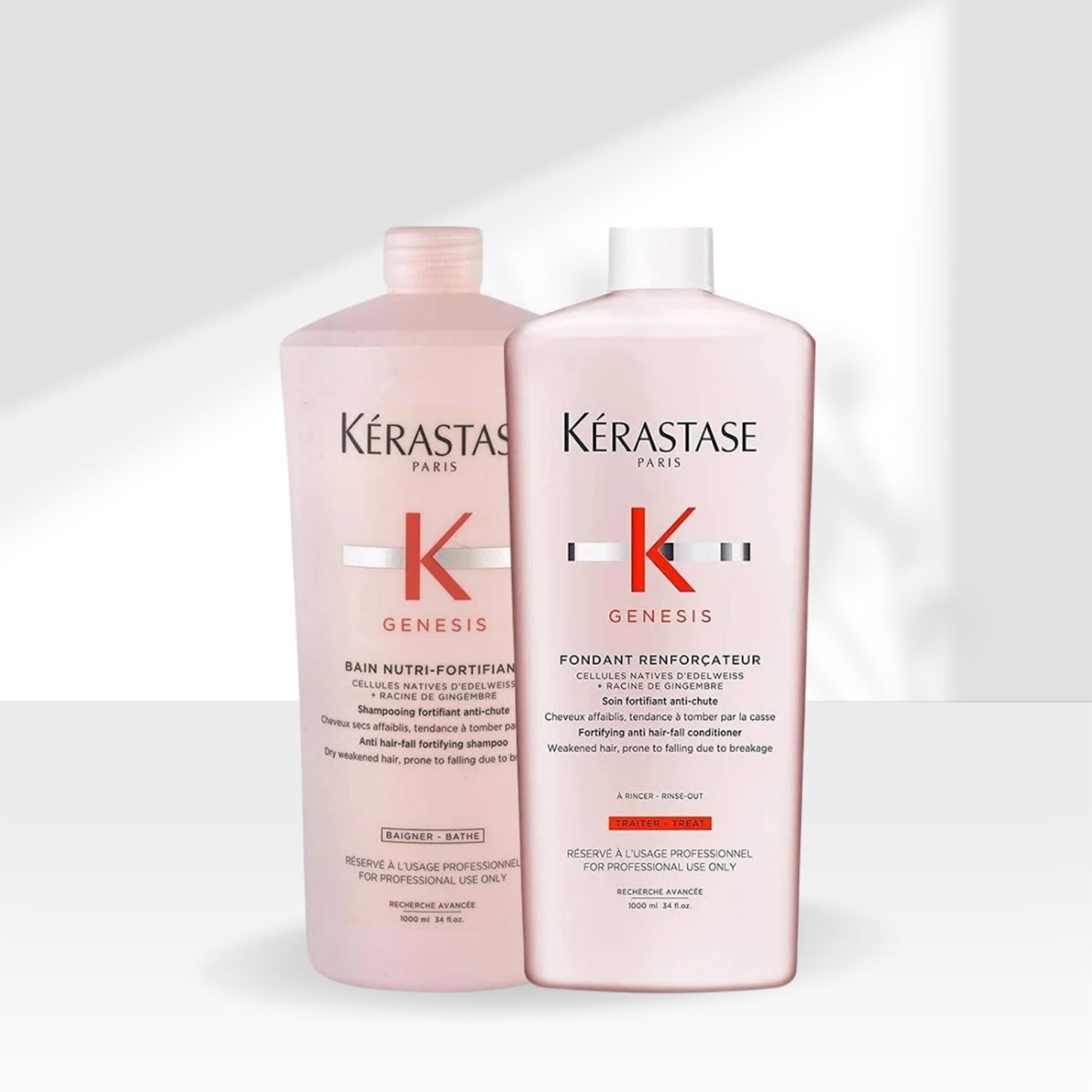 Kit Kérastase Genesis Hydra Fortifiant Shampoo 1 Litro + Condicionador Renforcateur 1 Litro