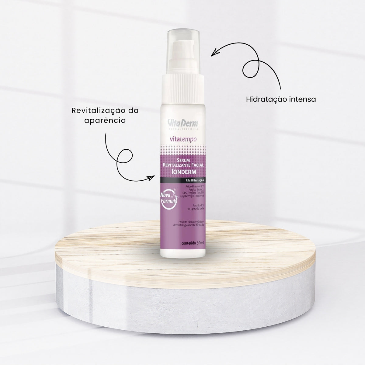 Vita Derm Revitalizing Facial Sérum Ionderm Vita Tempo com Ácido Hialurônico 50 ml