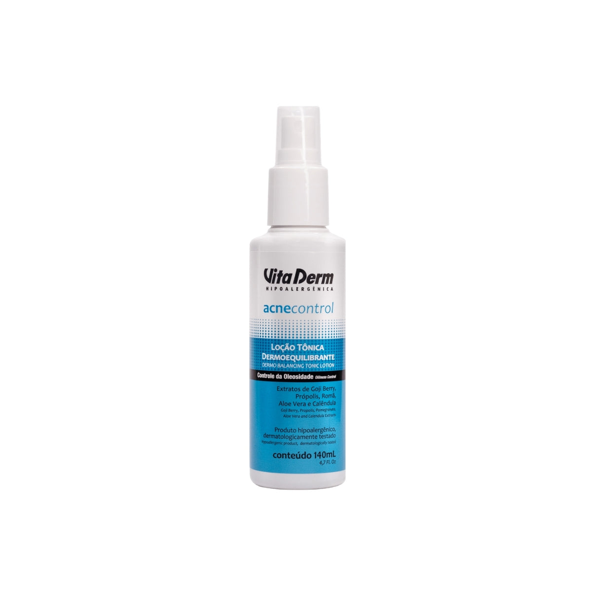 Vita Derm Acne Control Loção Dermoequilibrante Tônico Facial 140 ml
