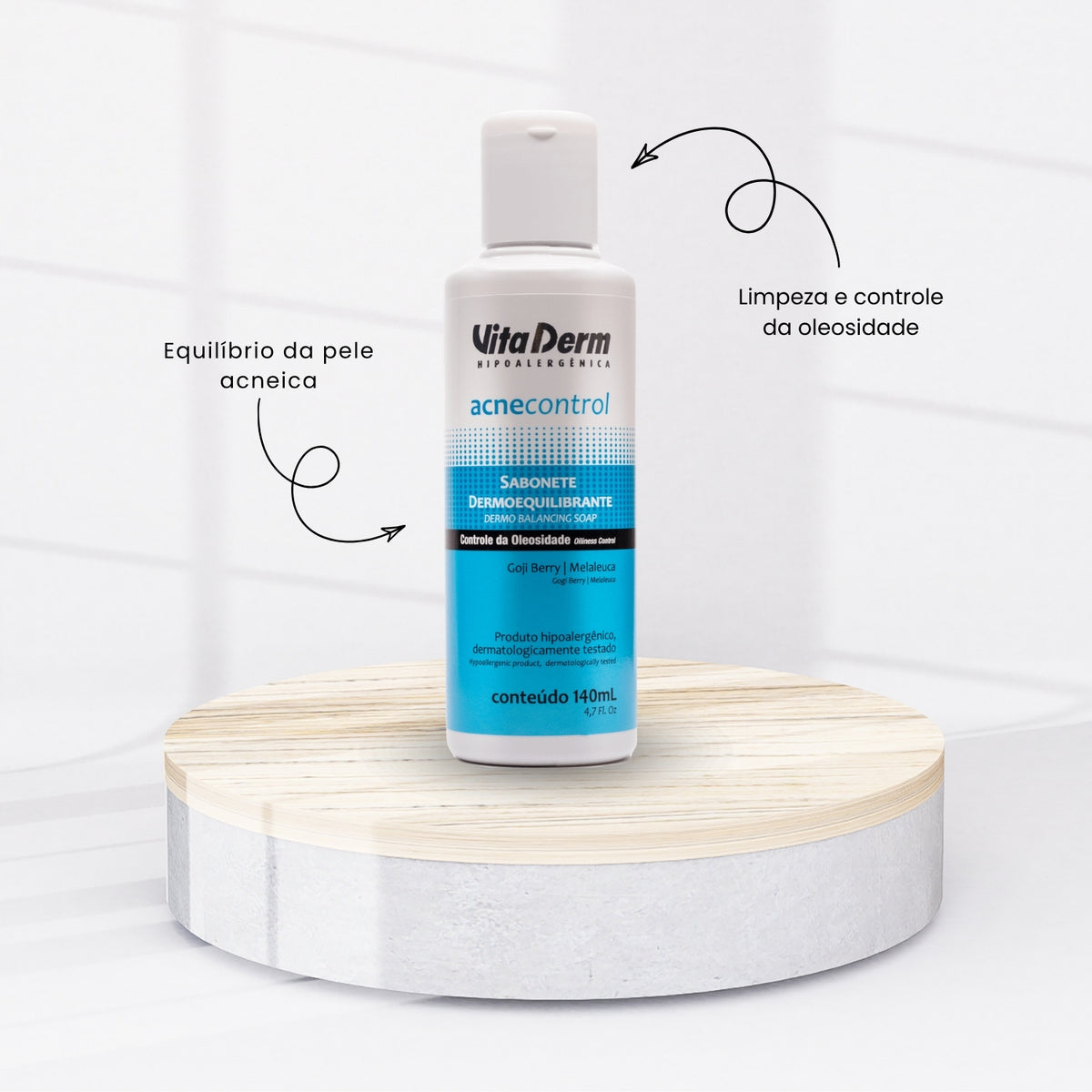 Vita Derm Acne Control Dermoequilibrante Sabonete Líquido Facial 140 ml