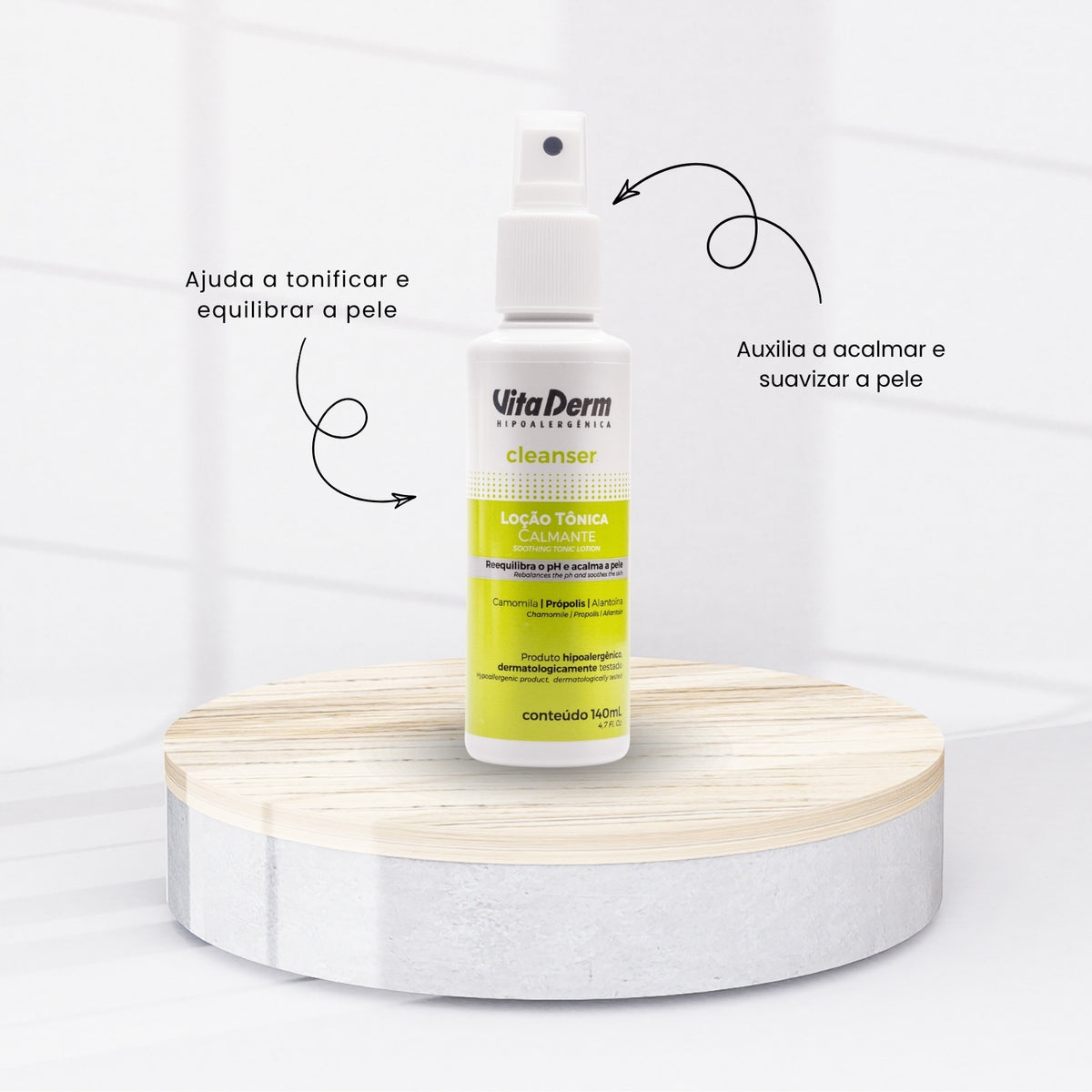 Vita Derm Cleanser Loção Calmante Tônico Facial 140 ml