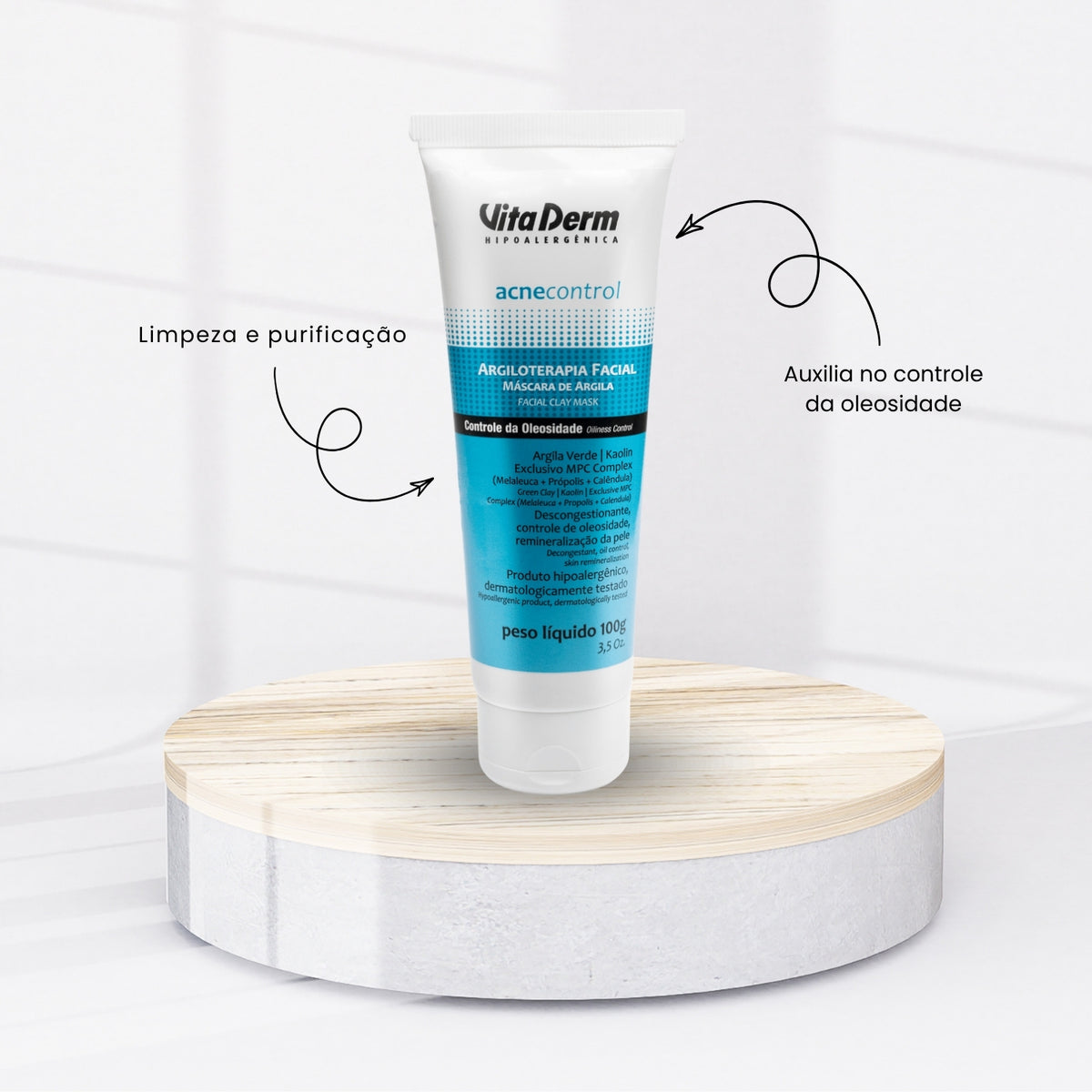 Vita Derm Acne Control Argiloterapia Máscara Facial 100 g