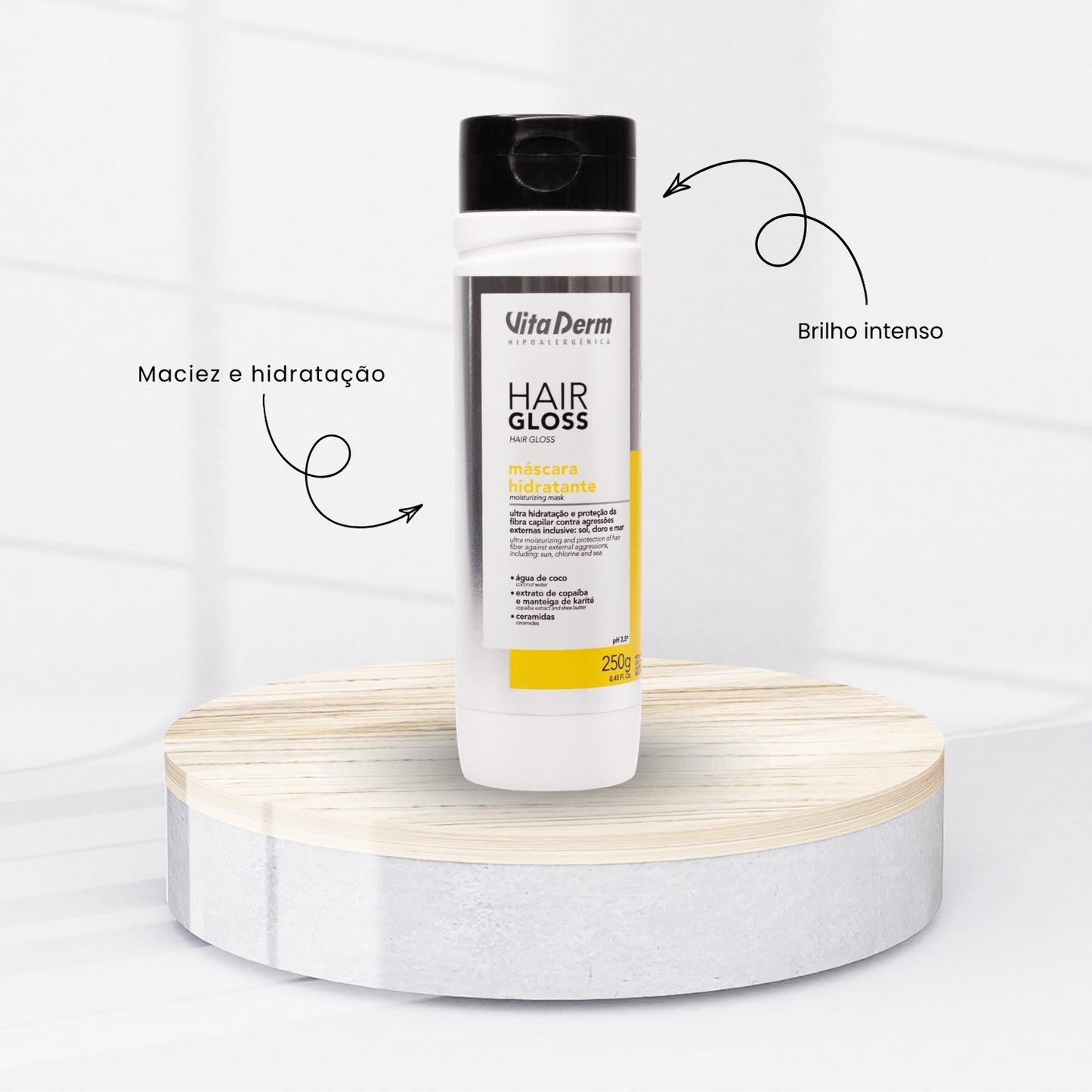 Máscara Vita Derm Hair Gloss 250 g