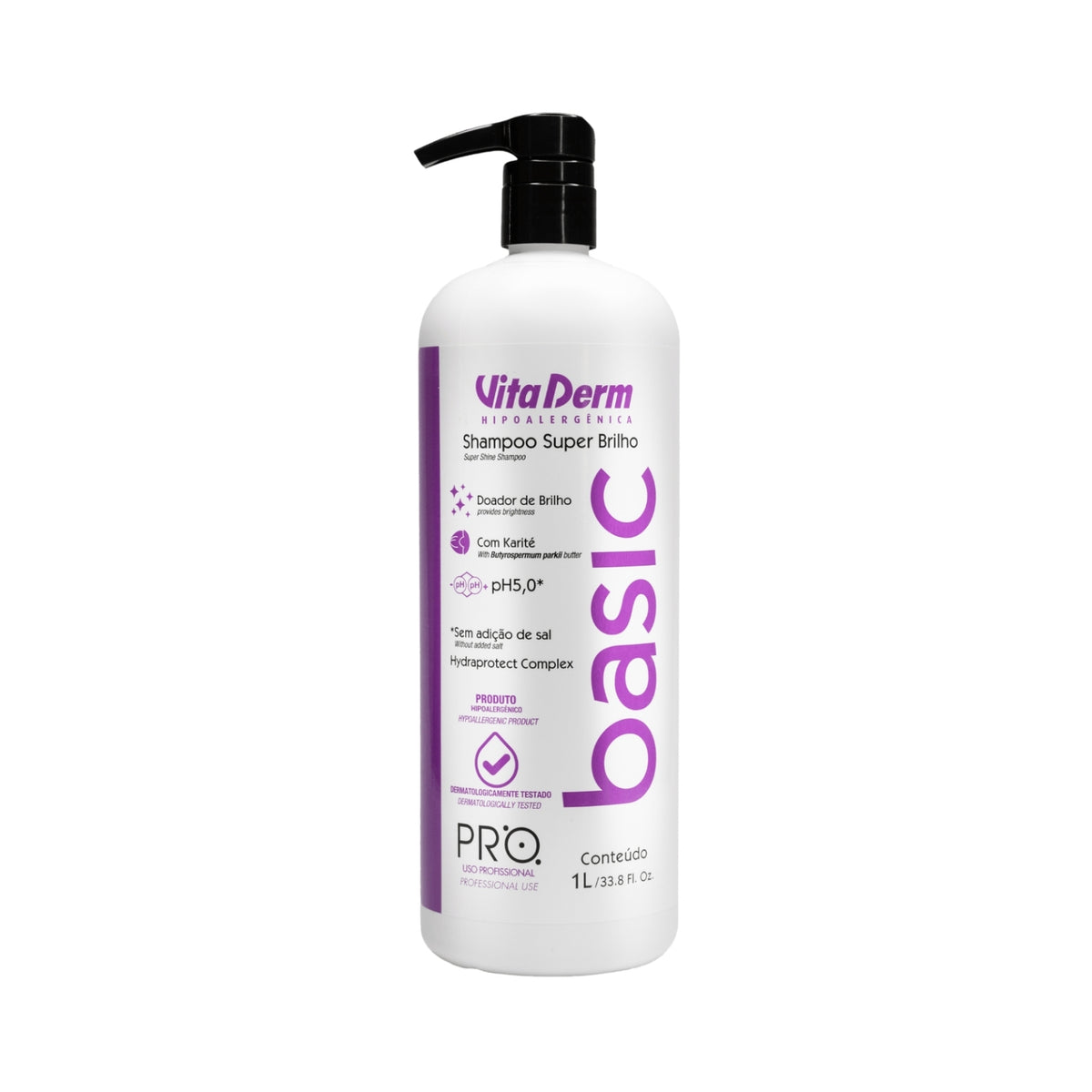 Shampoo Vita Derm Basic PRO Super Brilho 1 Litro