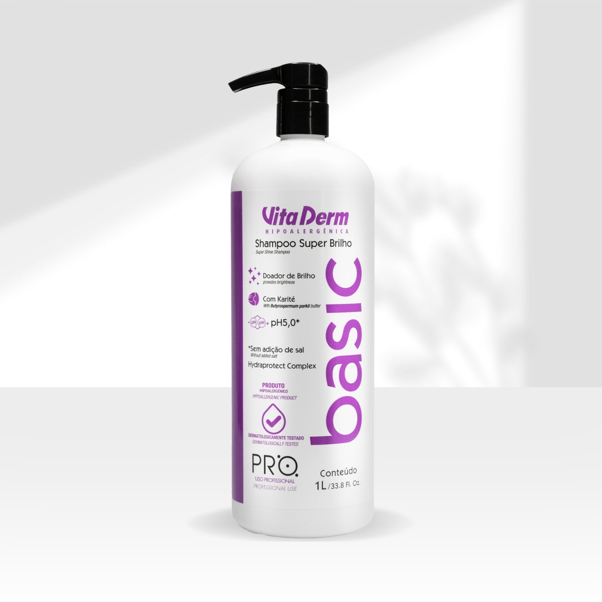 Shampoo Vita Derm Basic PRO Super Brilho 1 Litro