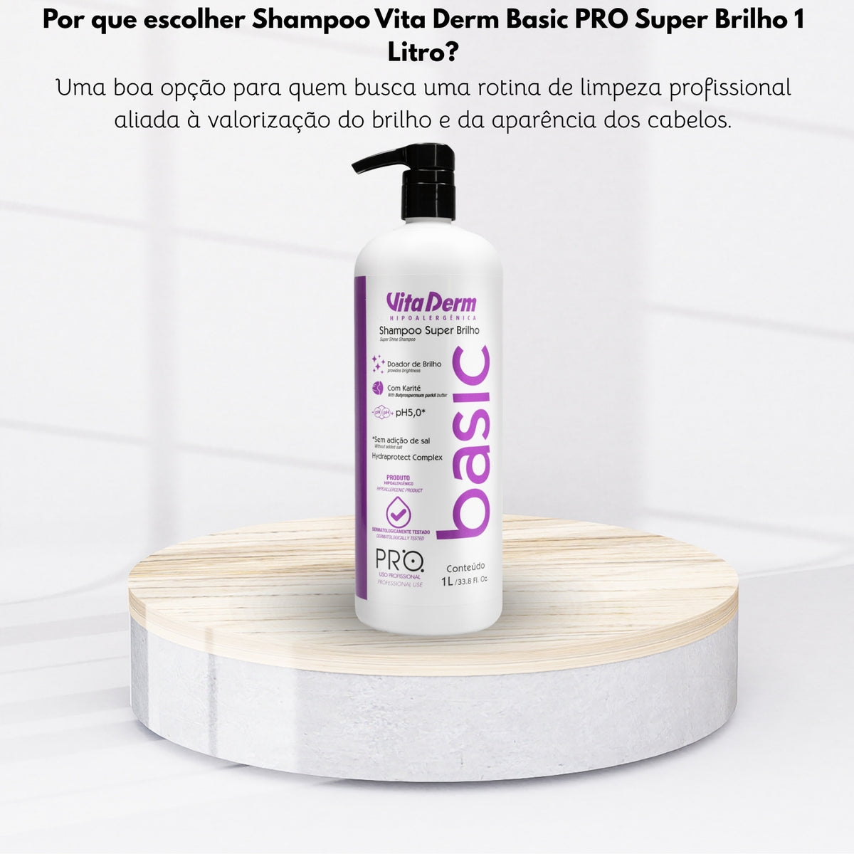 Shampoo Vita Derm Basic PRO Super Brilho 1 Litro
