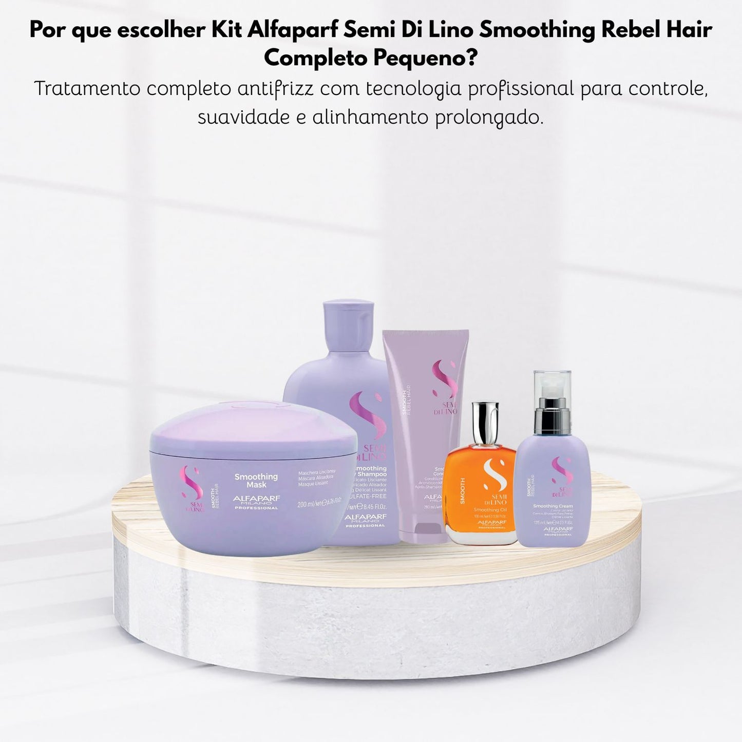 Kit Alfaparf Semi Di Lino Smoothing Rebel Hair Completo Pequeno