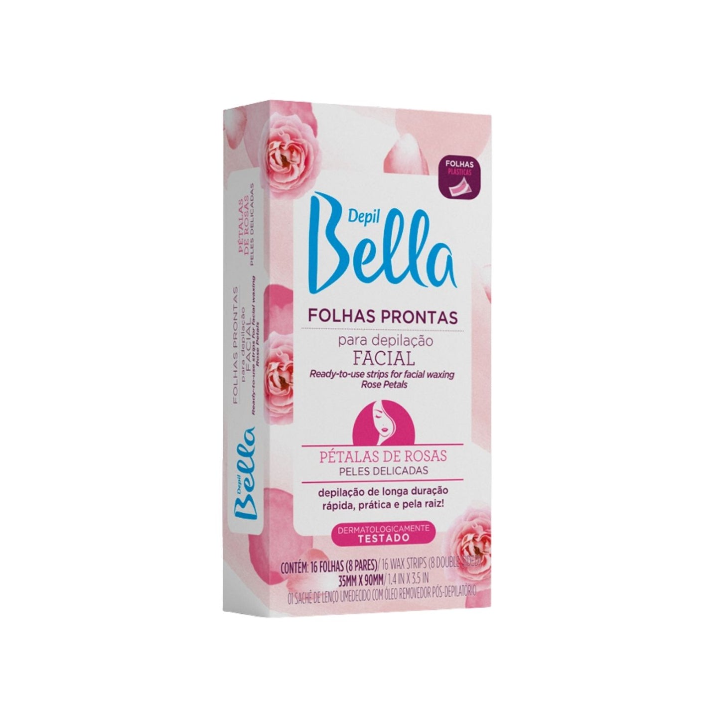 Depil Bella Folhas Prontas para Depilação Facial Pétalas de Rosas 16 Unidades