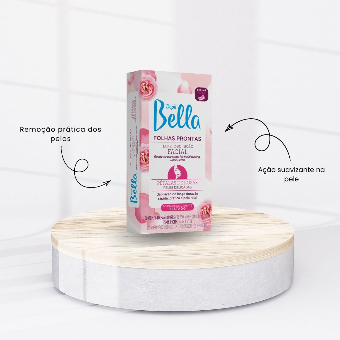 Depil Bella Folhas Prontas para Depilação Facial Pétalas de Rosas 16 Unidades