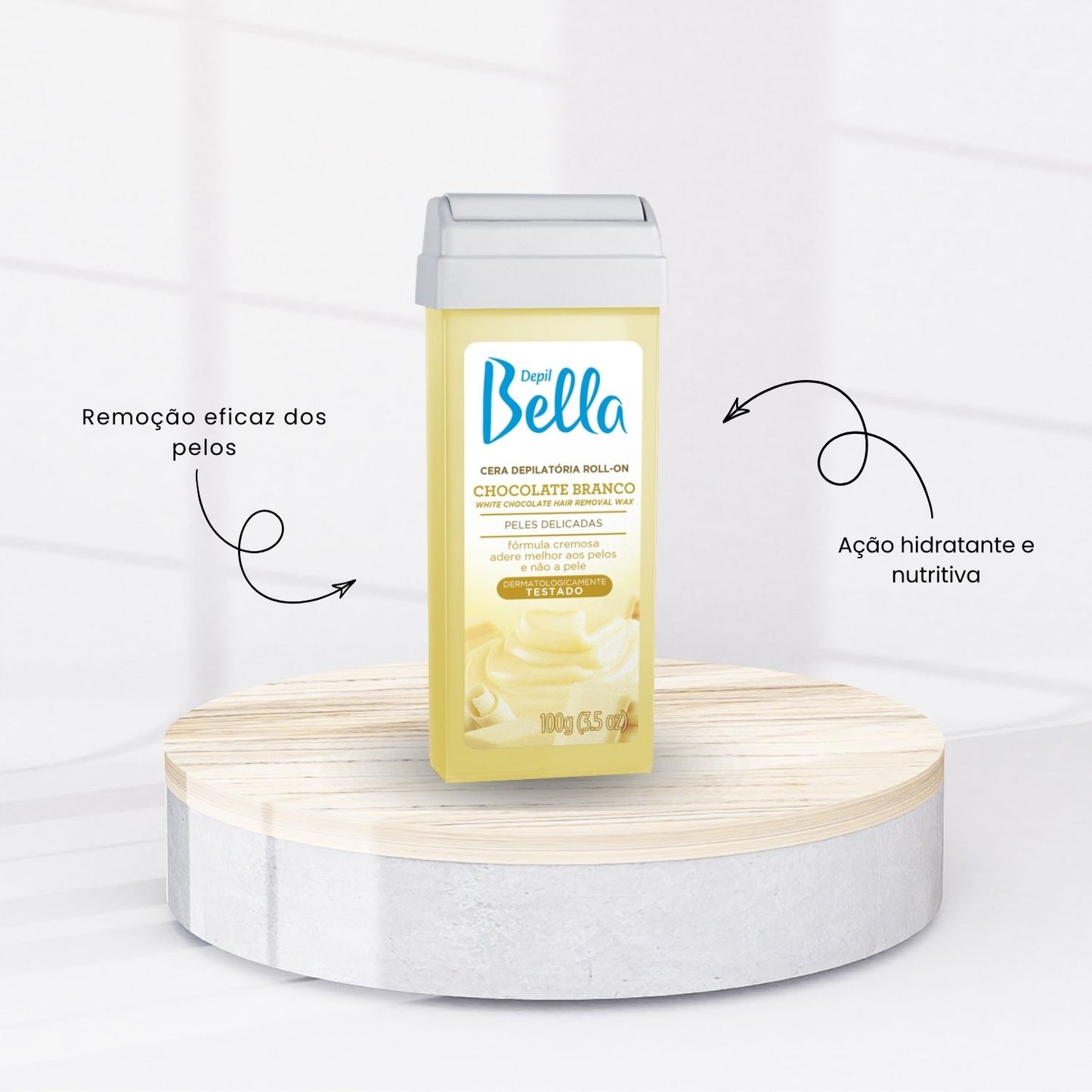Cera Depilatória Depil Bella Roll-On Chocolate Branco 100 g