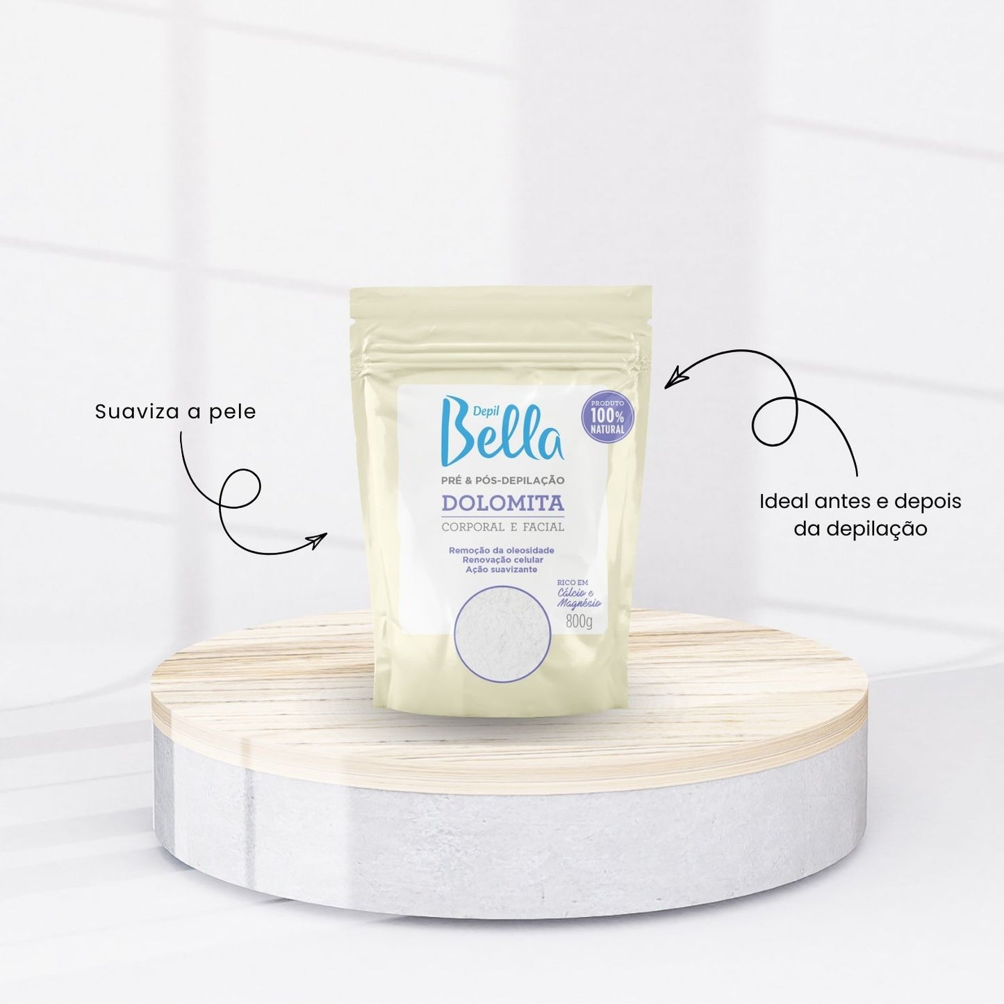 Depil Bella Pré e Pós Depilação Dolomite 800 g