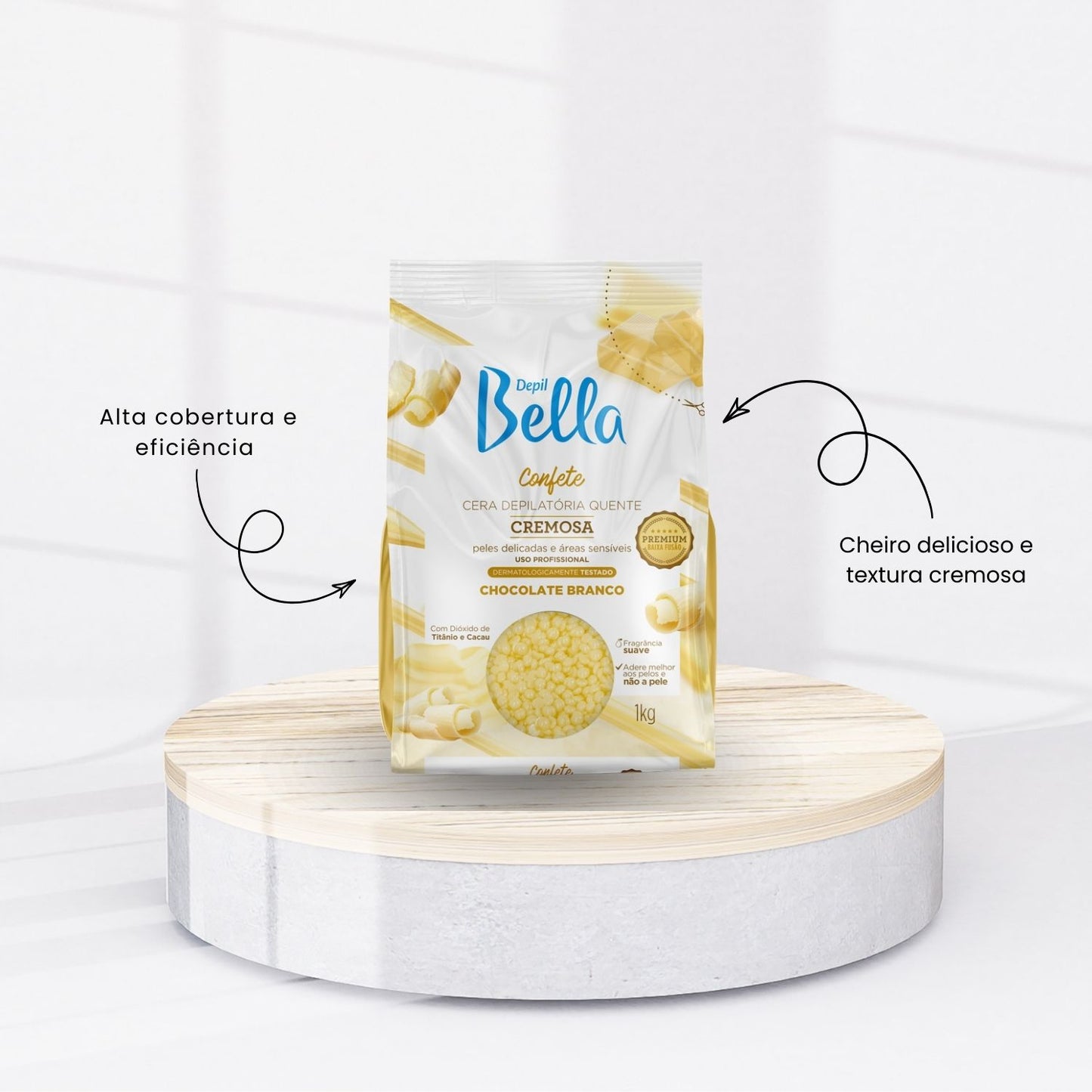 Cera Depilatória Depil Bella Quente Confete Chocolate Branco 1000 g