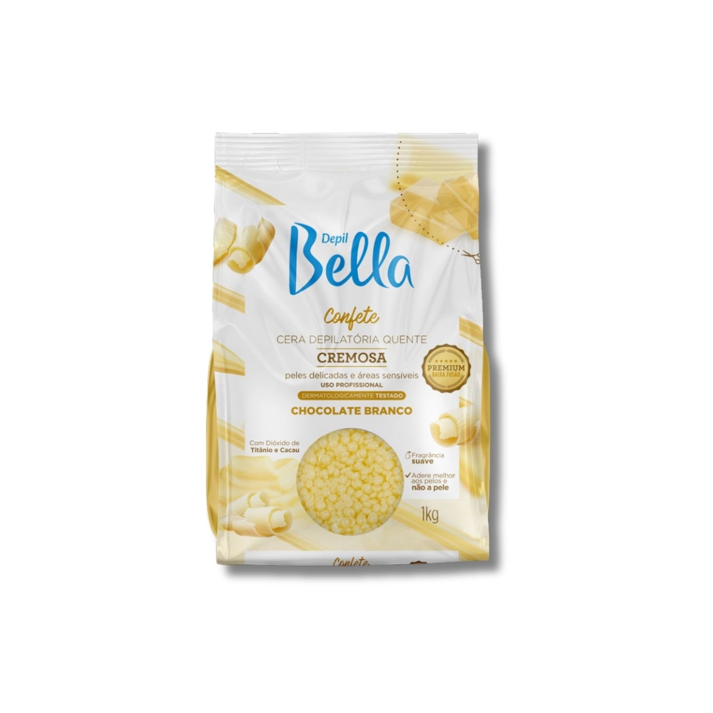 Cera Depilatória Depil Bella Quente Confete Chocolate Branco 1000 g