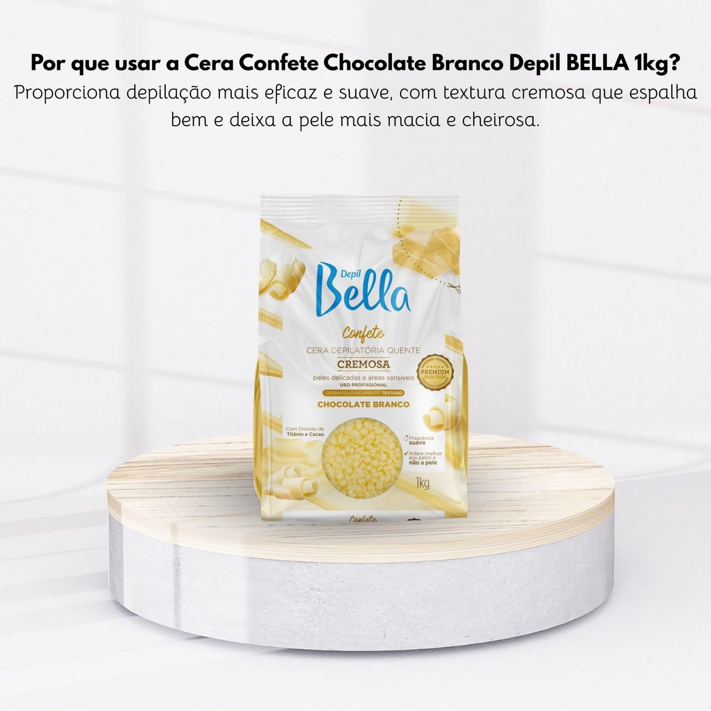 Cera Depilatória Depil Bella Quente Confete Chocolate Branco 1000 g