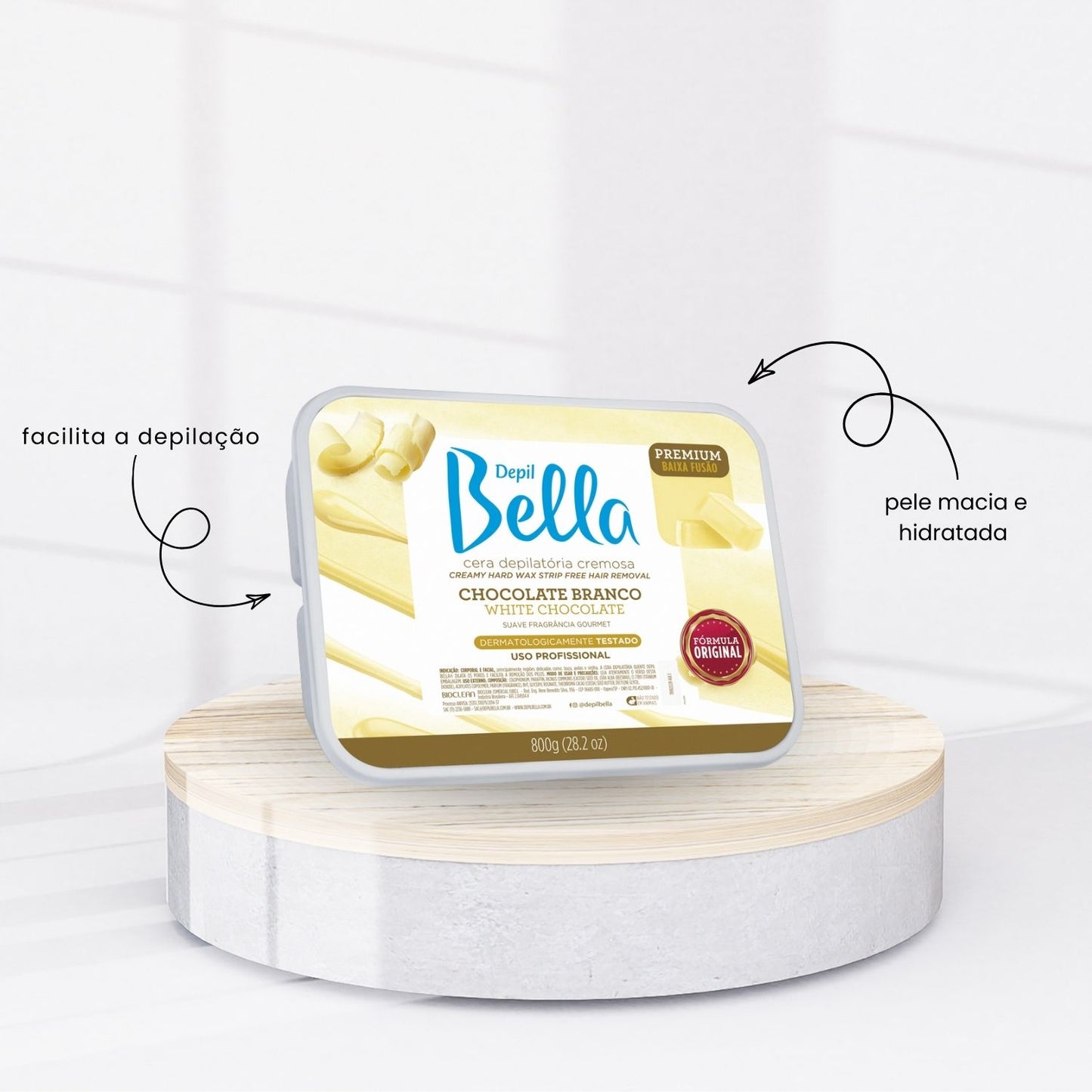 Cera Depilatória Depil Bella Cremosa Chocolate Branco 800 g