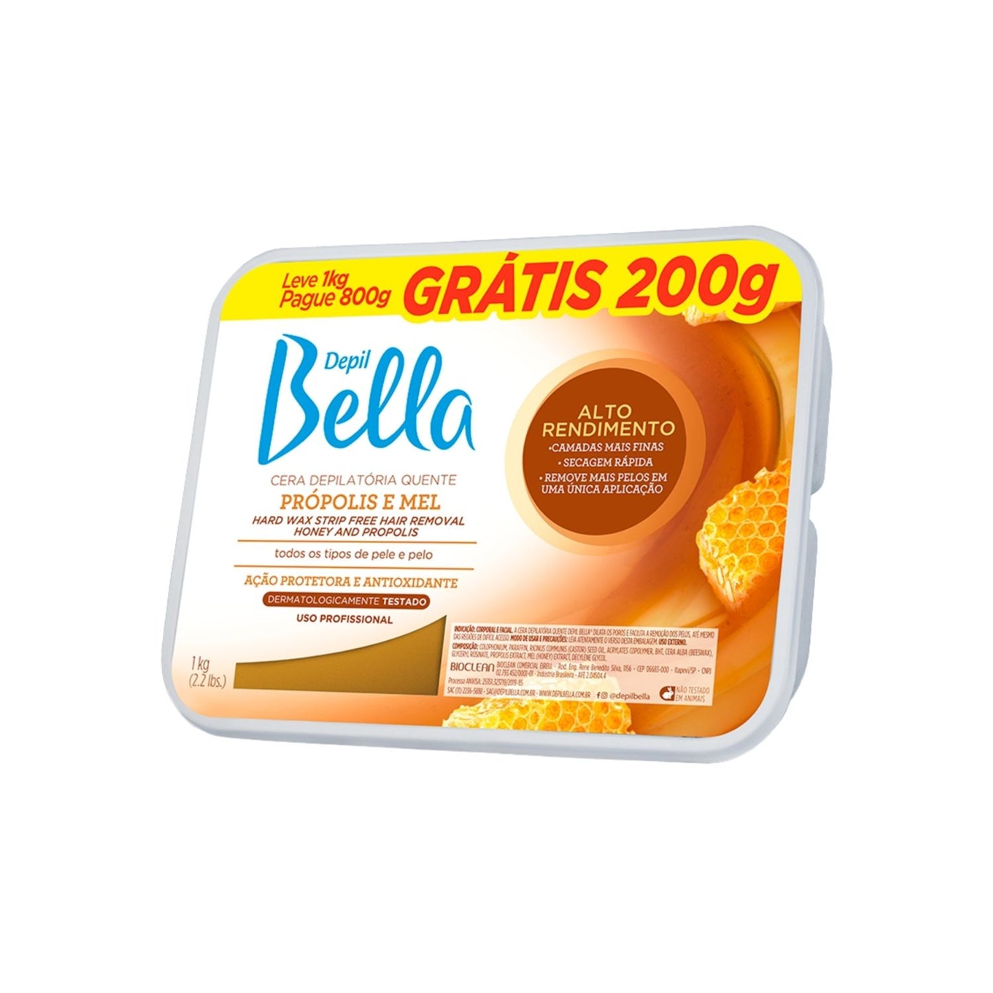 Cera Depilatória Depil Bella Própolis e Mel 800 g