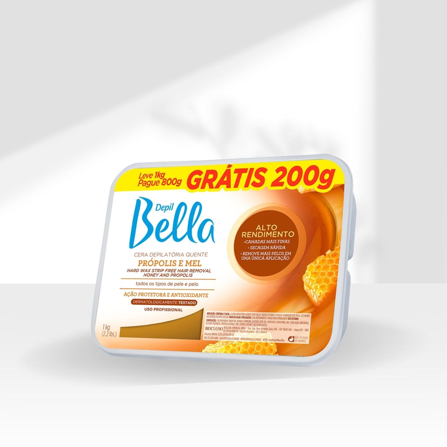 Cera Depilatória Depil Bella Própolis e Mel 800 g
