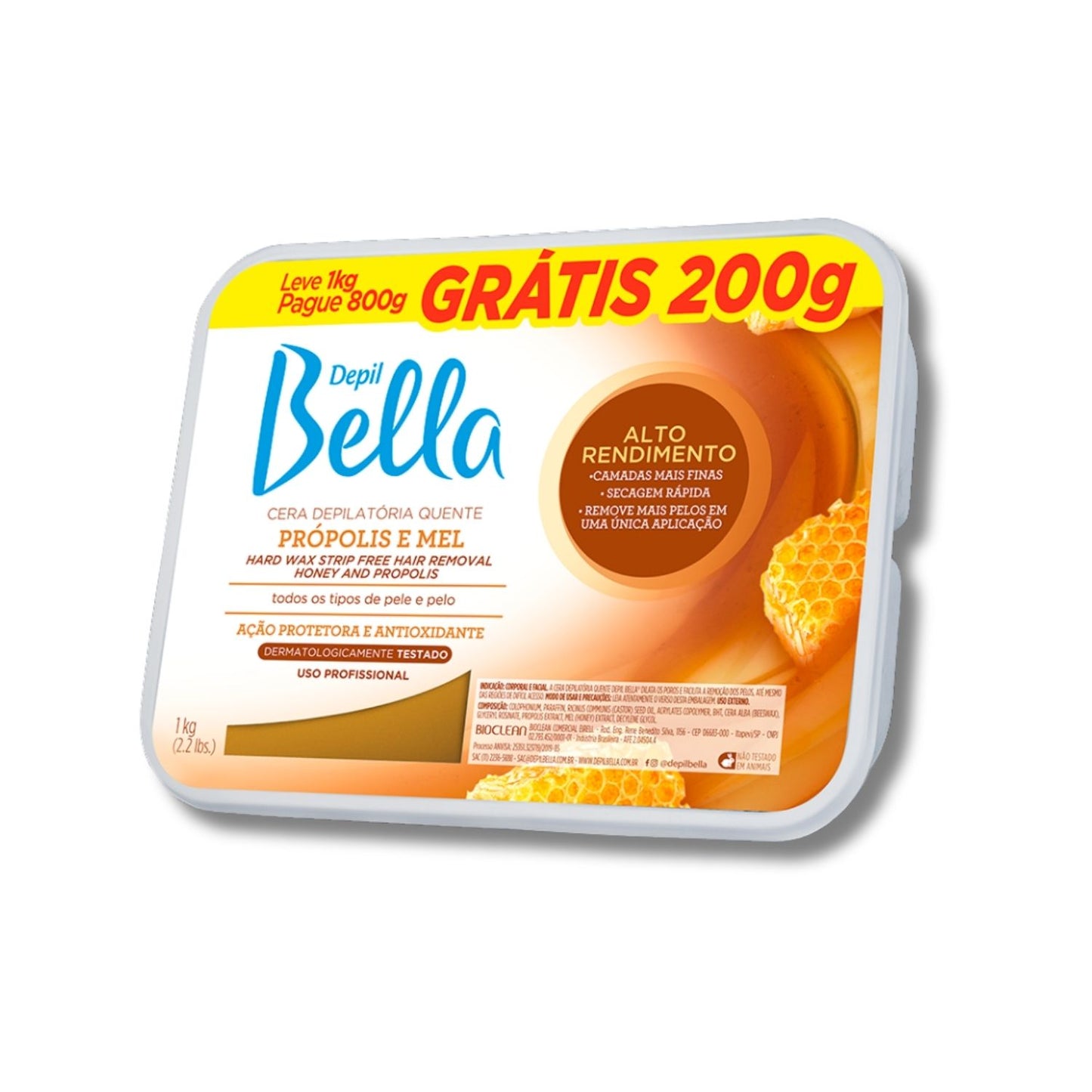 Cera Depilatória Depil Bella Própolis e Mel 800 g