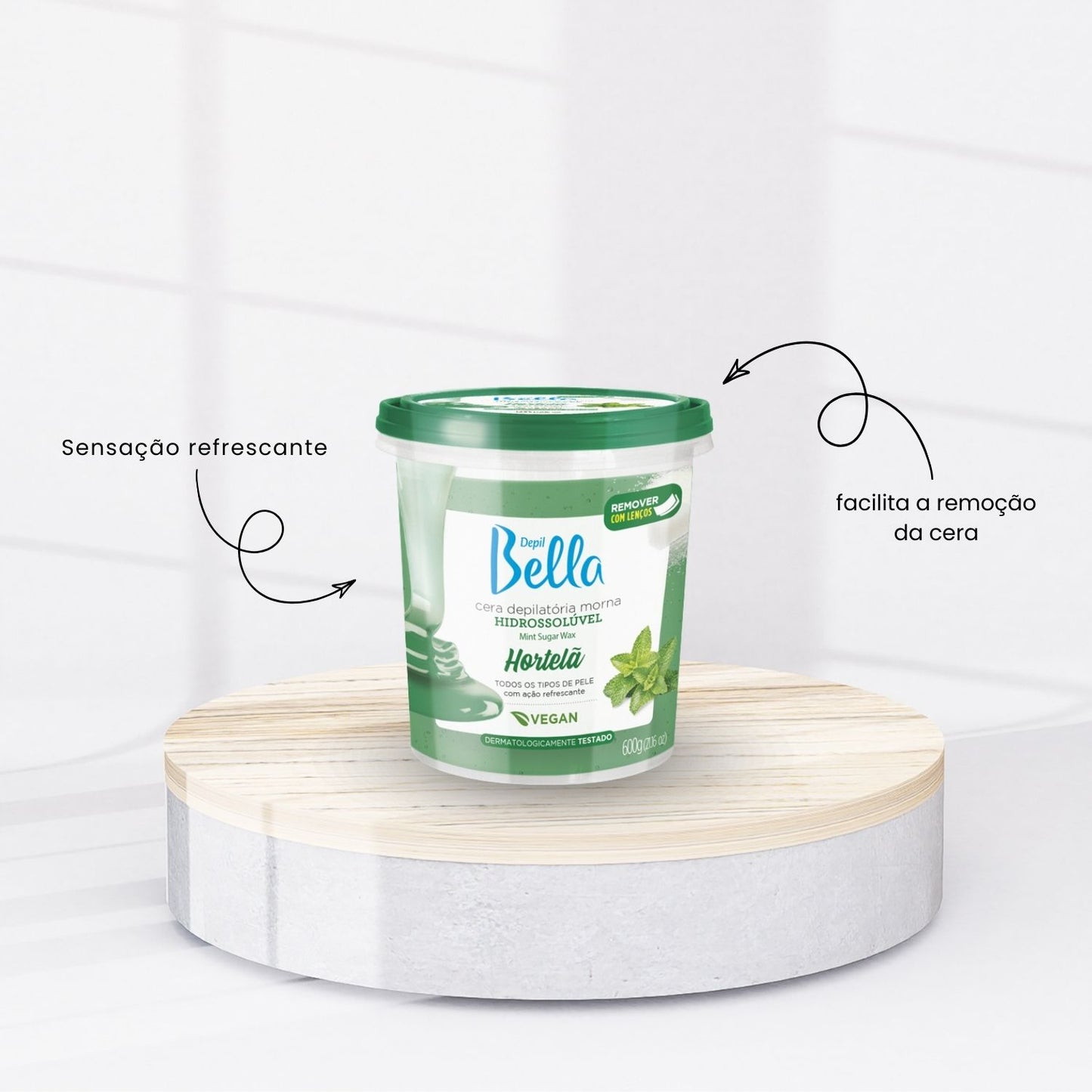 Cera Depilatória Depil Bella Morna Hidrossolúvel Hortelã 600 g