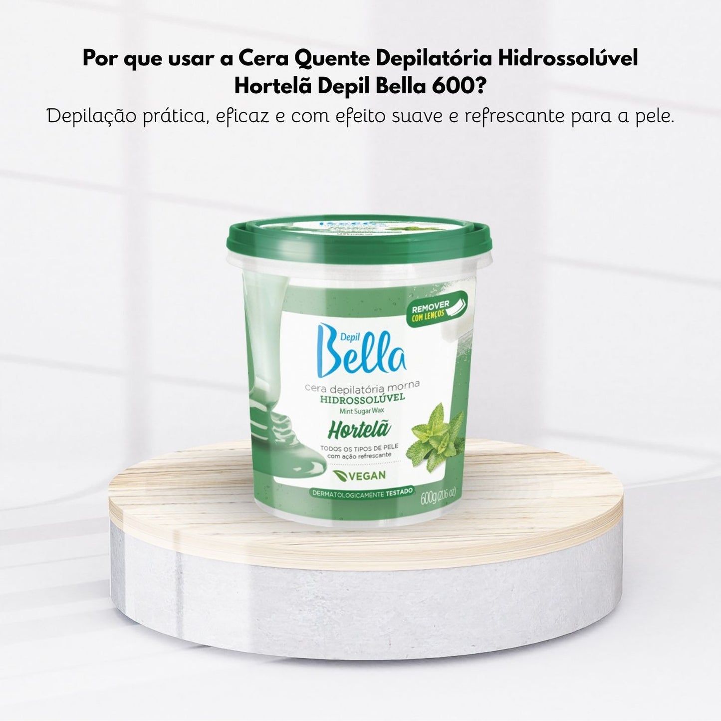 Cera Depilatória Depil Bella Morna Hidrossolúvel Hortelã 600 g