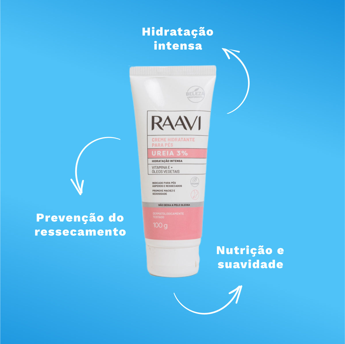 Raavi Creme Hidratante Para Pés Ureia 3% 100 g