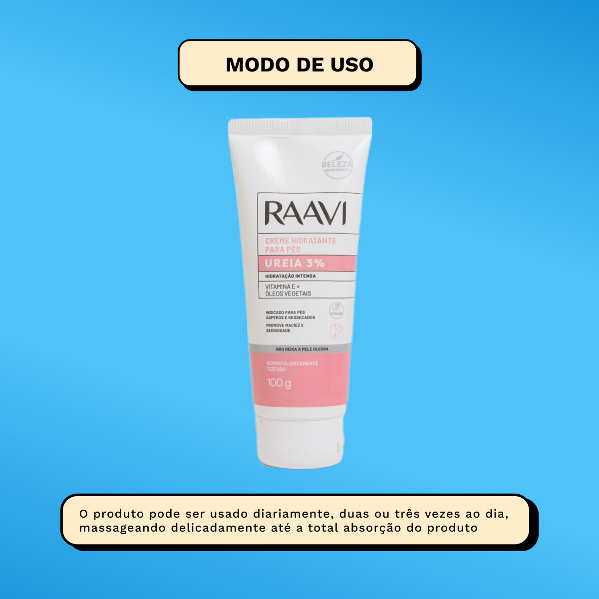 Raavi Creme Hidratante Para Pés Ureia 3% 100 g
