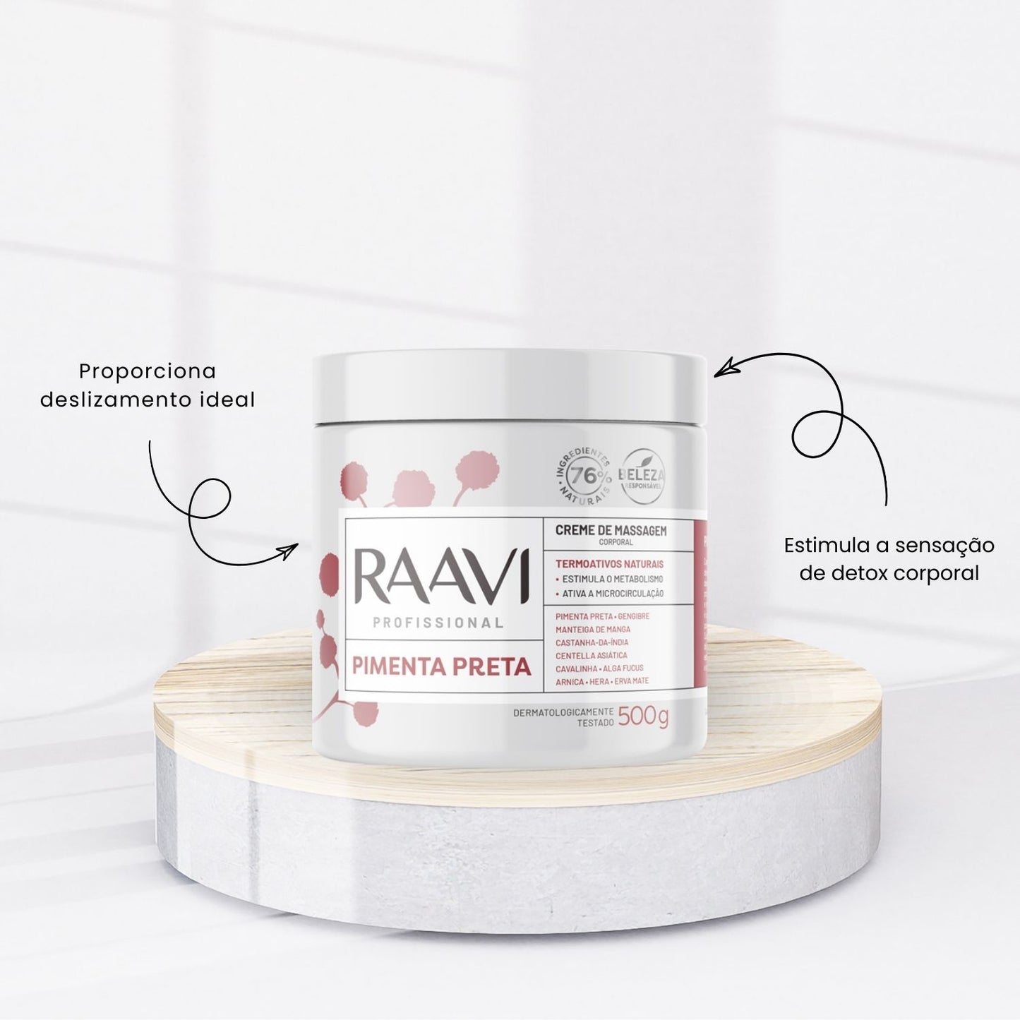 Raavi Creme de Massagem Corporal Pimenta Preta 500 g