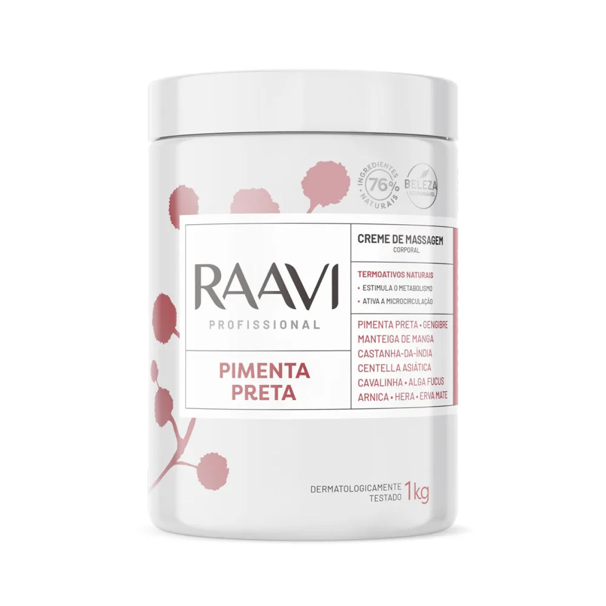 Raavi Creme de Massagem Corporal Pimenta Preta 1000 g