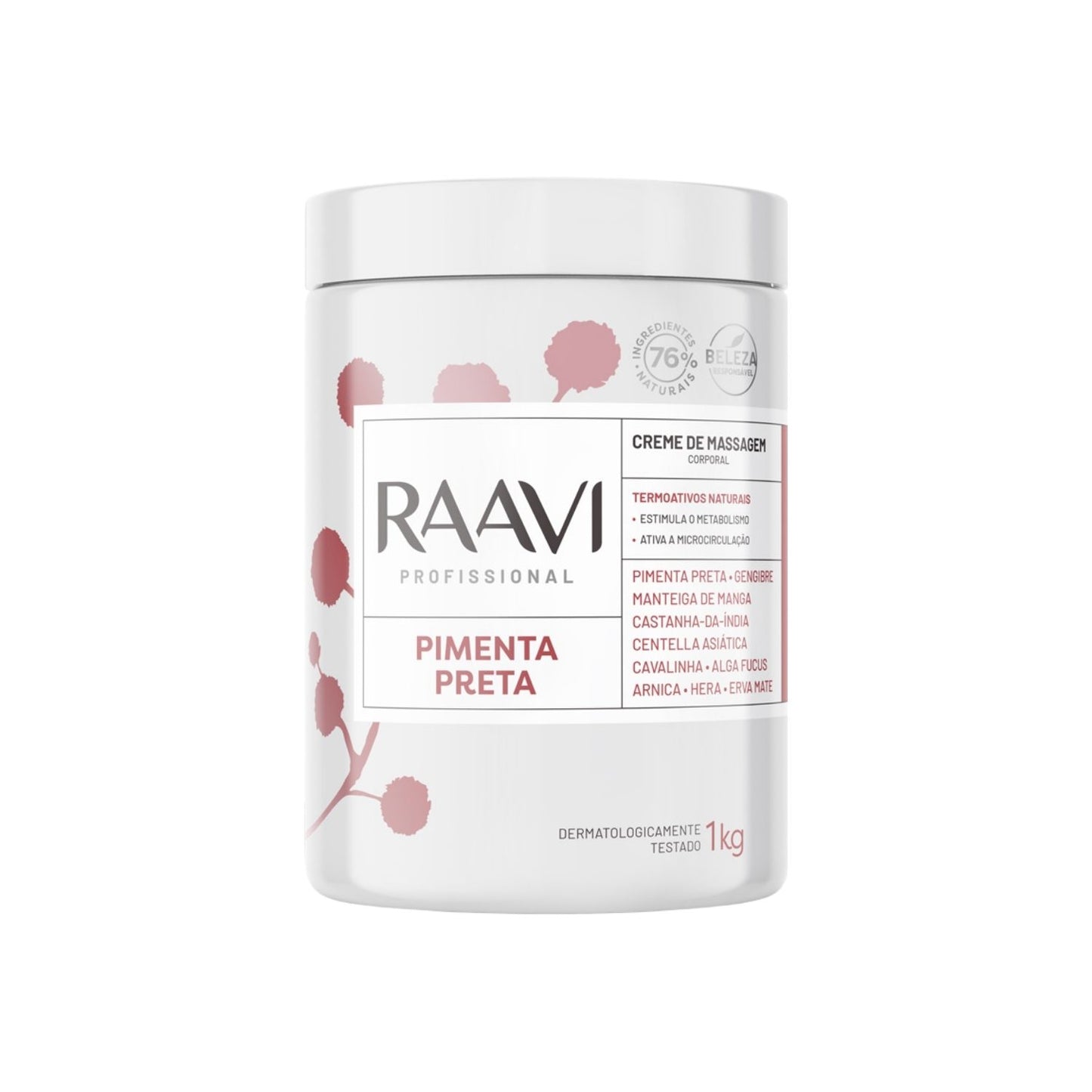 Raavi Creme de Massagem Corporal Pimenta Preta 1000 g