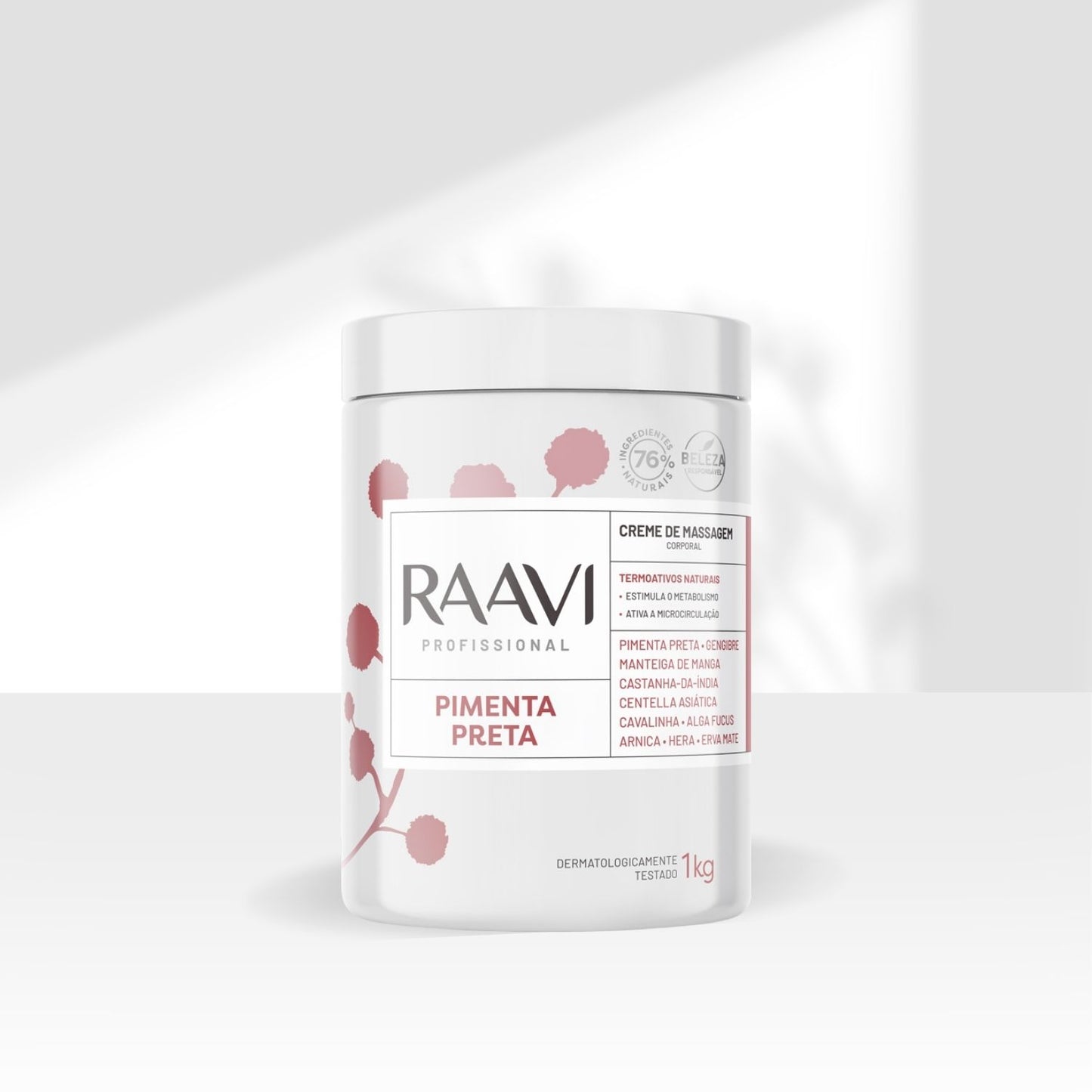Raavi Creme de Massagem Corporal Pimenta Preta 1000 g