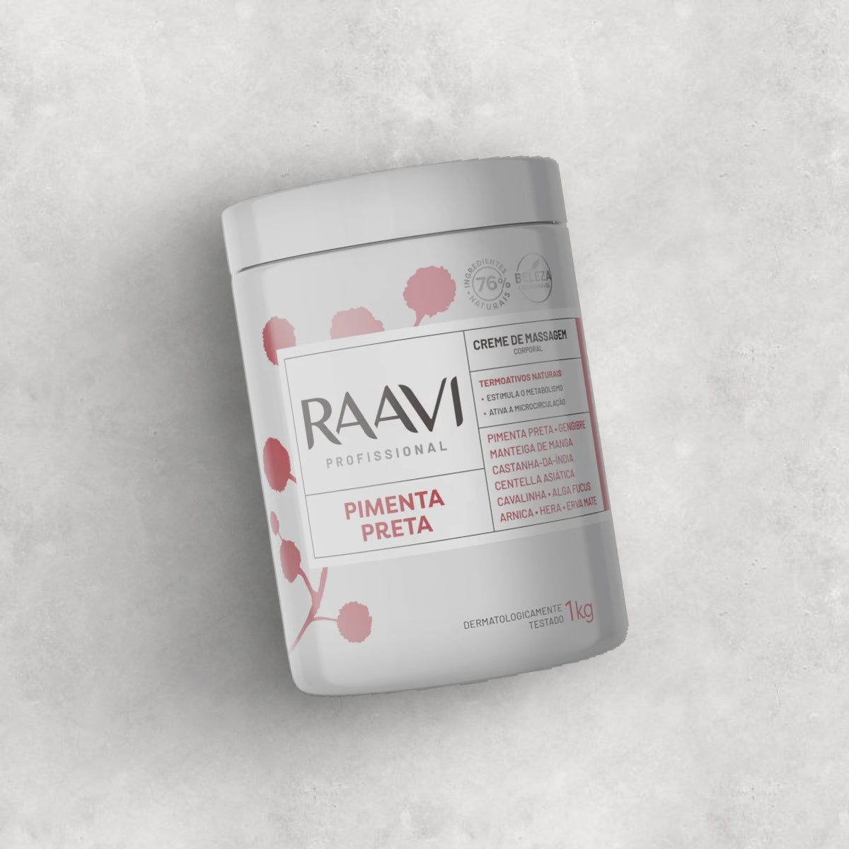Raavi Creme de Massagem Corporal Pimenta Preta 1000 g
