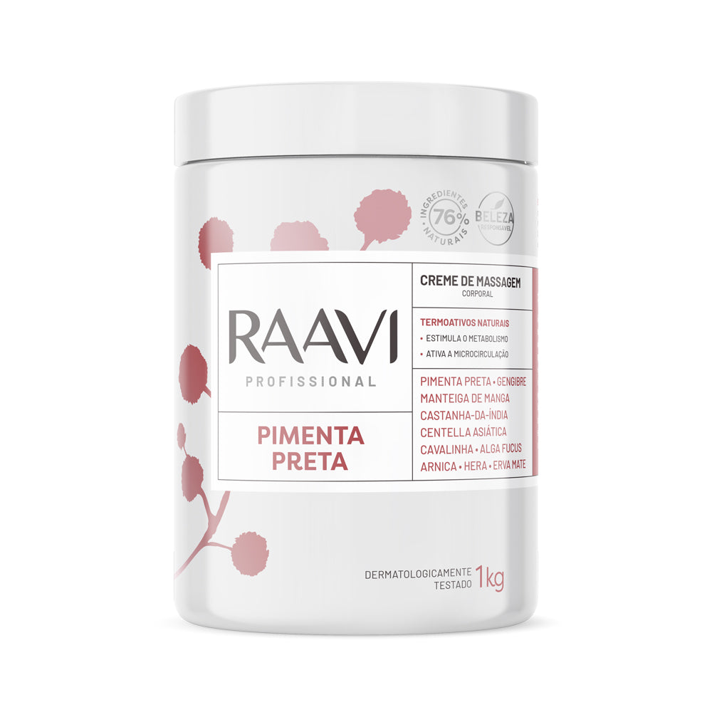 Raavi Creme de Massagem Corporal Pimenta Preta 1000 g