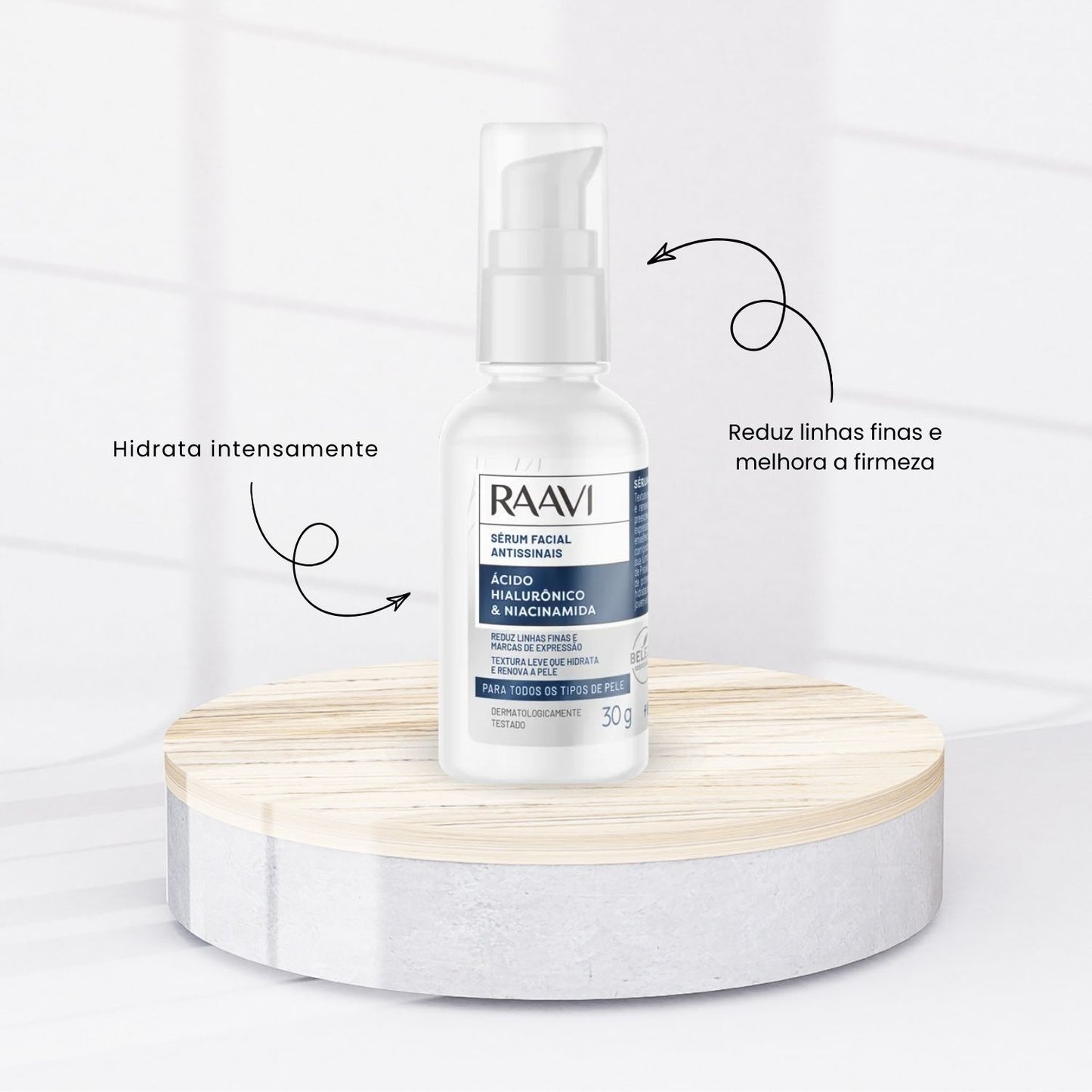 Raavi Sérum Facial Antissinais Ácido Hialurônico e Niacinamida 30 g