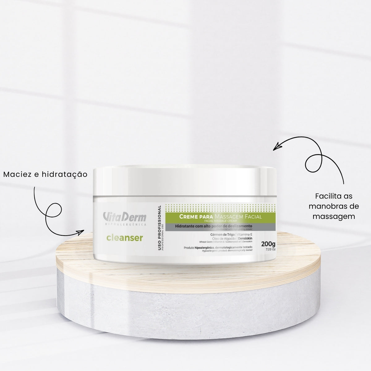 Vita Derm Cleanser Creme para Massagem Facial 200 g