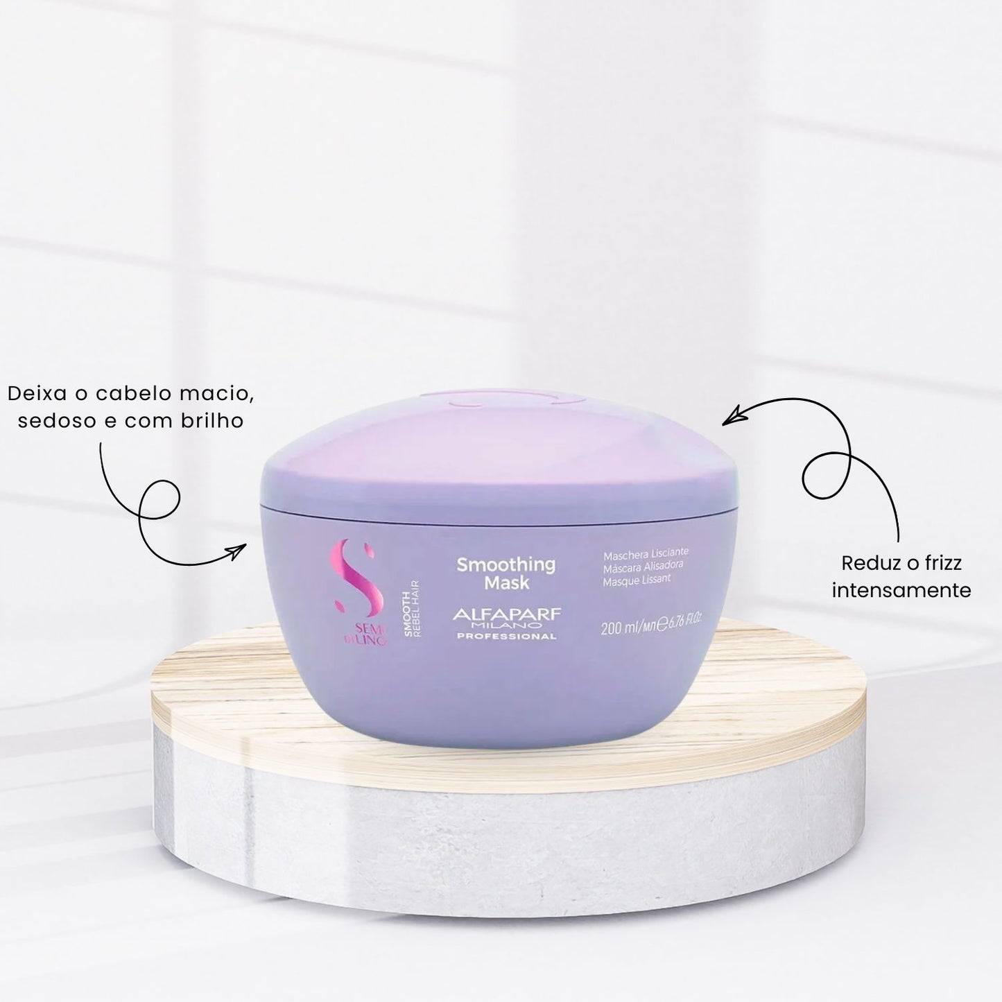 Máscara Alfaparf Semi Di Lino Smoothing Rebel Hair 200 ml