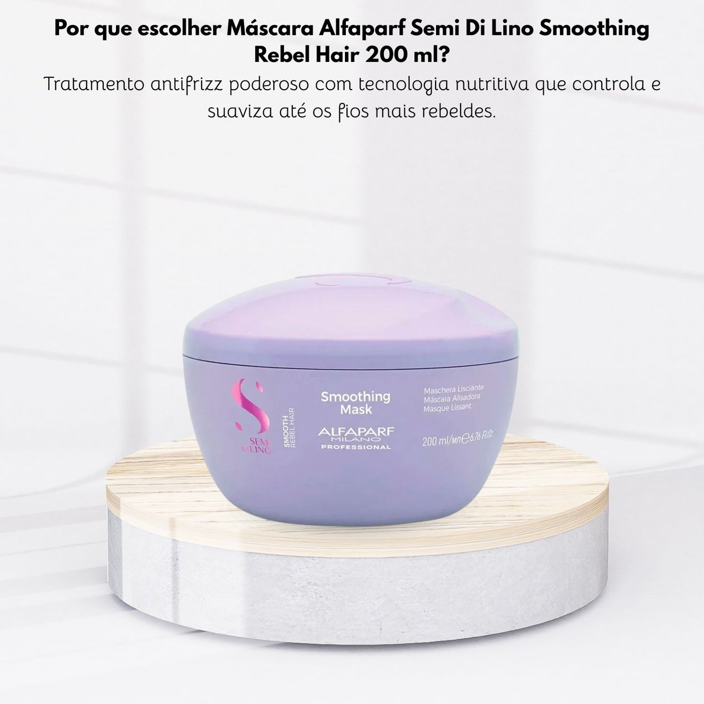 Máscara Alfaparf Semi Di Lino Smoothing Rebel Hair 200 ml