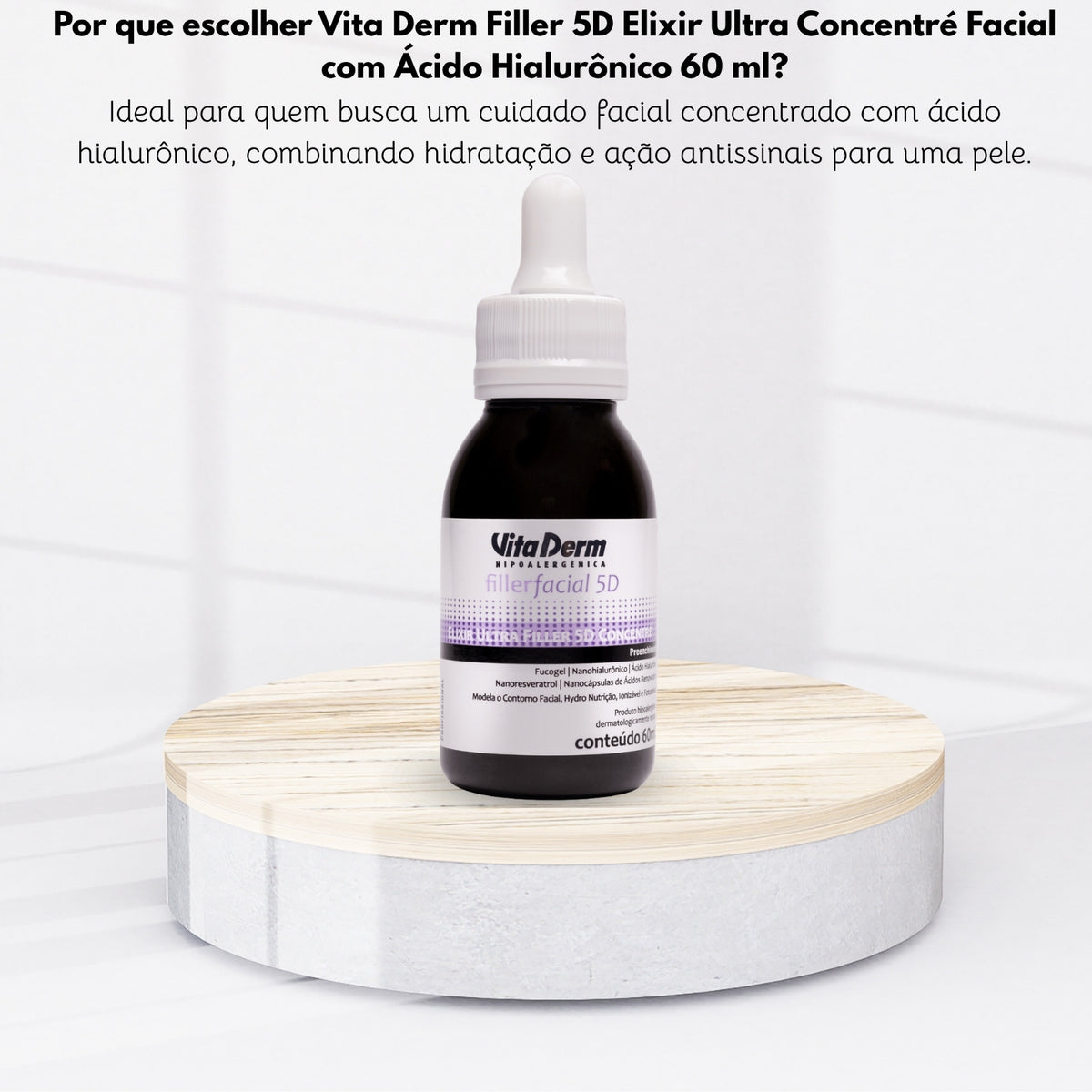 Vita Derm Filler 5D Elixir Ultra Concentré Facial com Ácido Hialurônico 60 ml