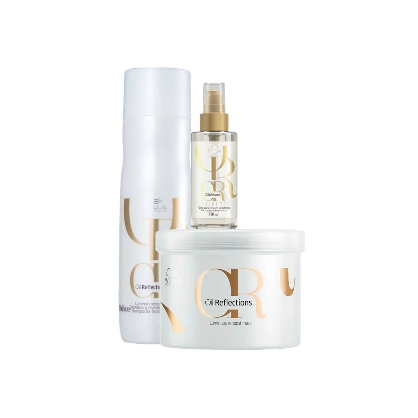 Kit Wella Oil Reflections Shampoo 250 ml + Oleo Light 100 ml + Máscara 500 ml