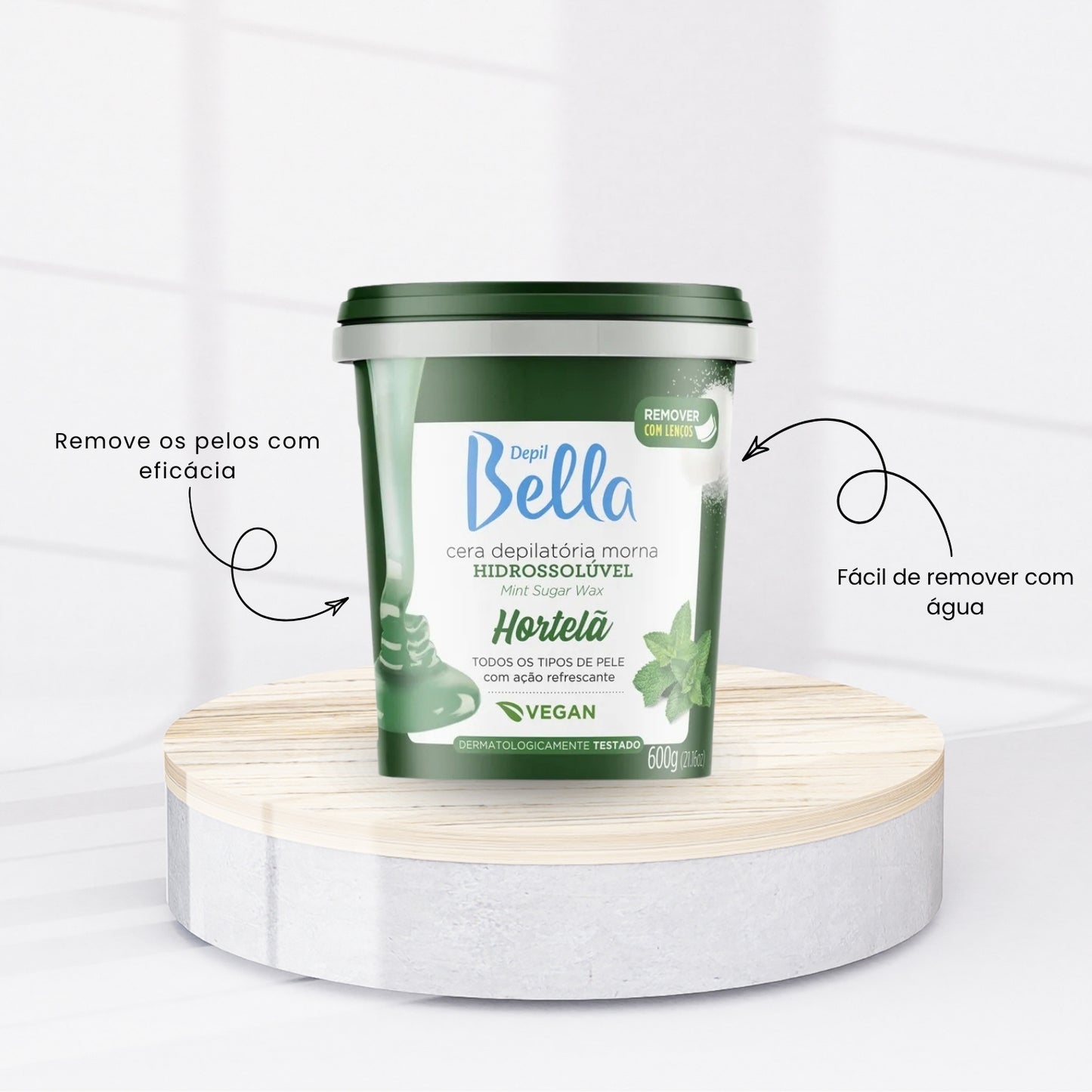 Cera Depilatória Depil Bella Morna Hidrossolúvel Hortelã 1300 g