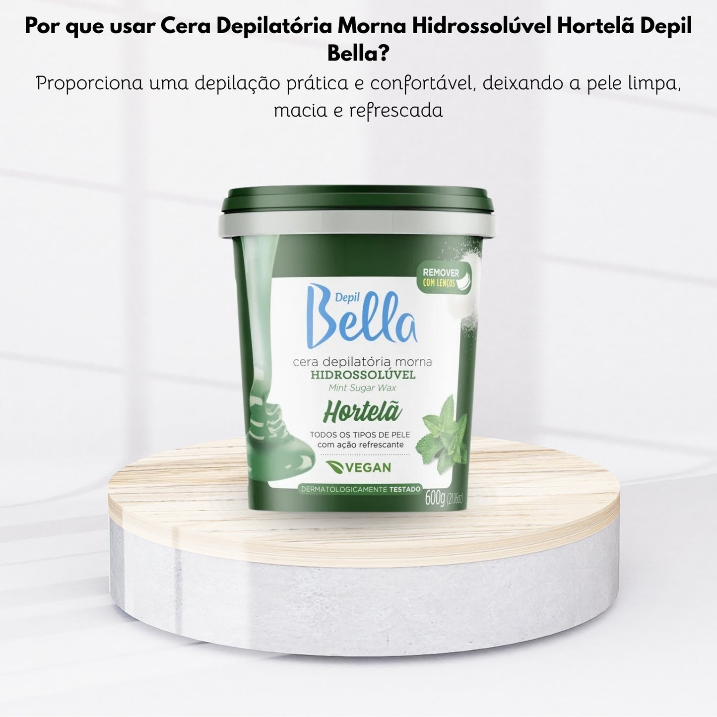 Cera Depilatória Depil Bella Morna Hidrossolúvel Hortelã 1300 g